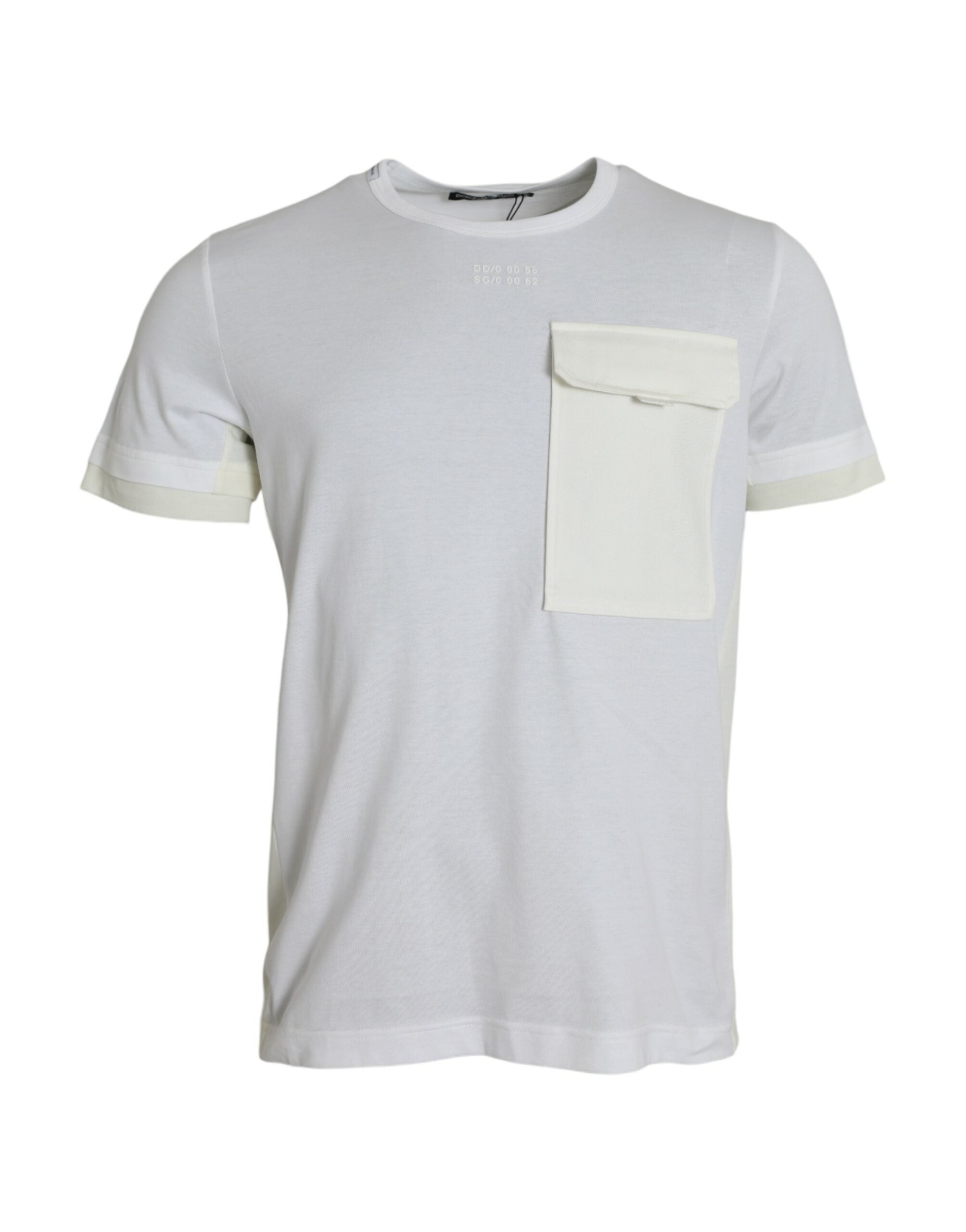 Wit katoenen T-shirt met korte mouwen en zakje