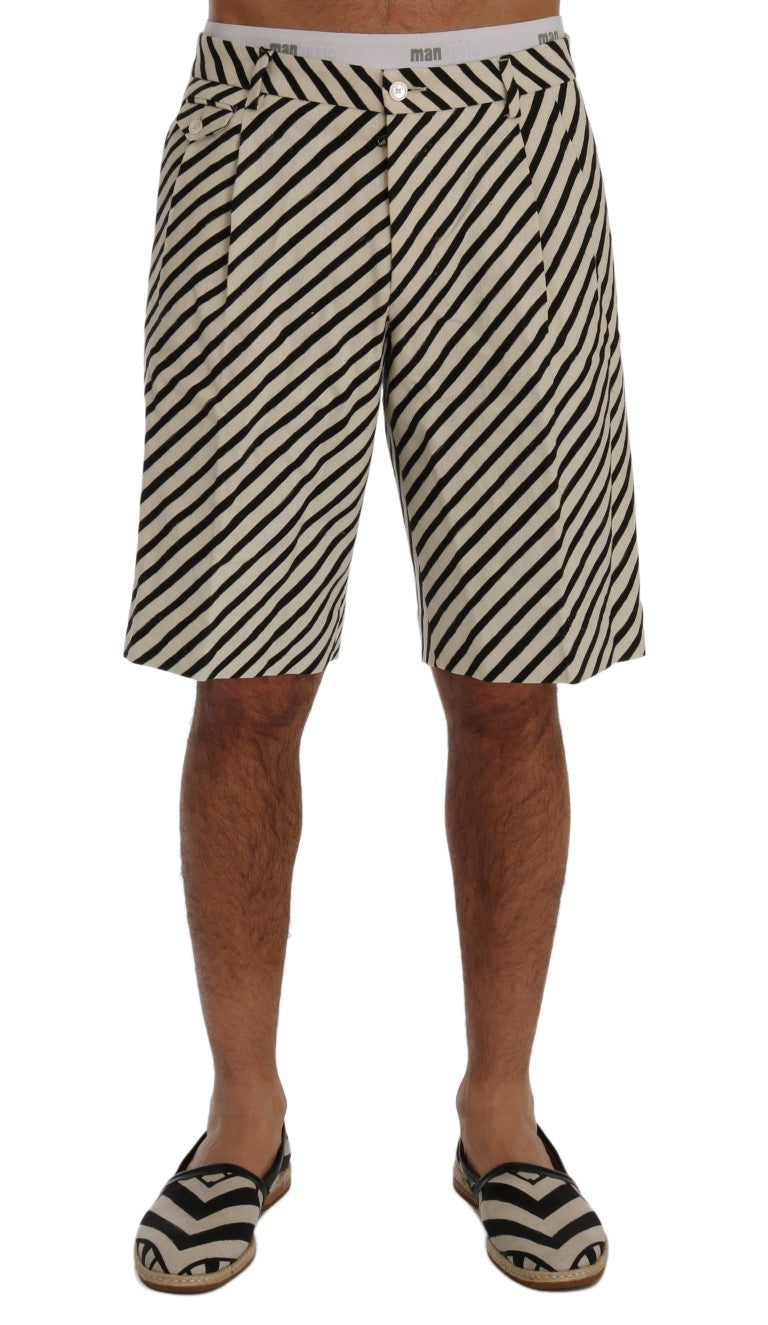 Wit-zwart gestreepte hennep casual shorts