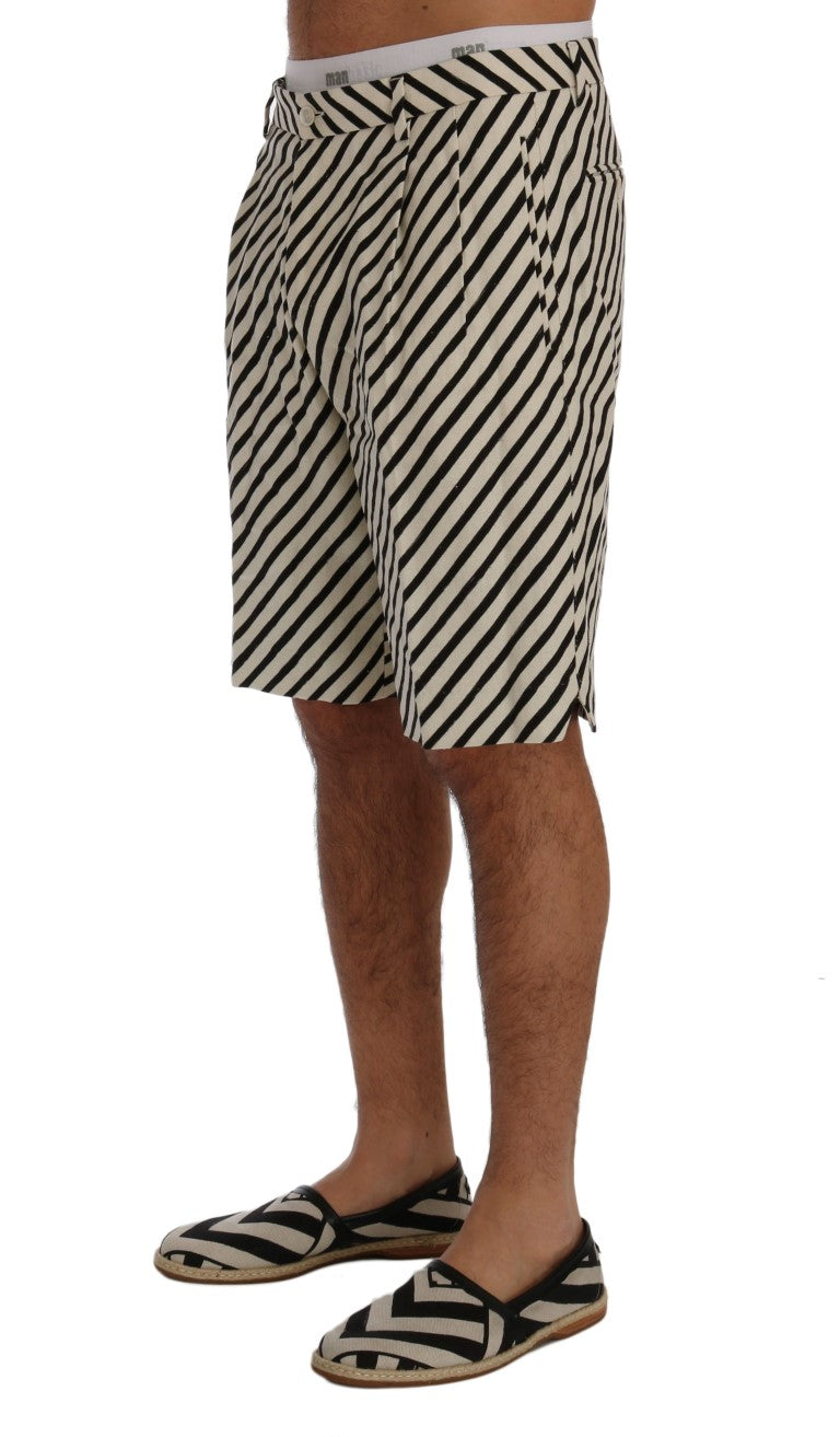 Wit-zwart gestreepte hennep casual shorts