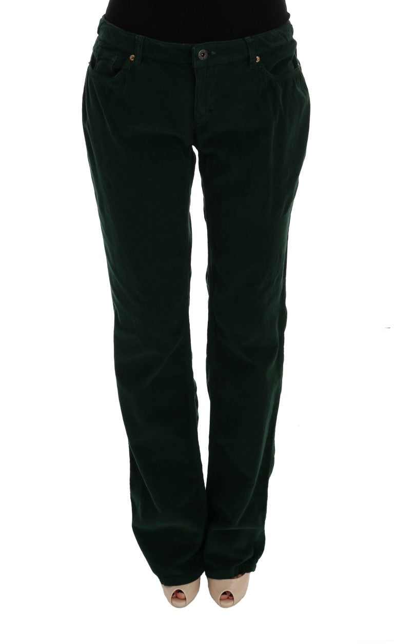 Groene katoenen corduroy jeans