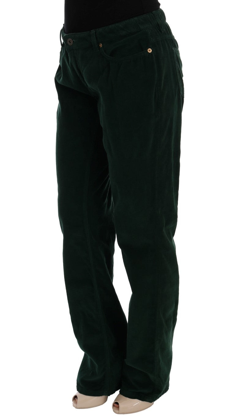 Groene katoenen corduroy jeans