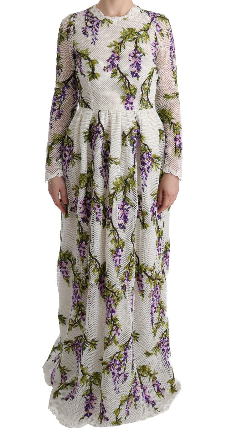 Witte maxi-jurk met geborduurde bloemen