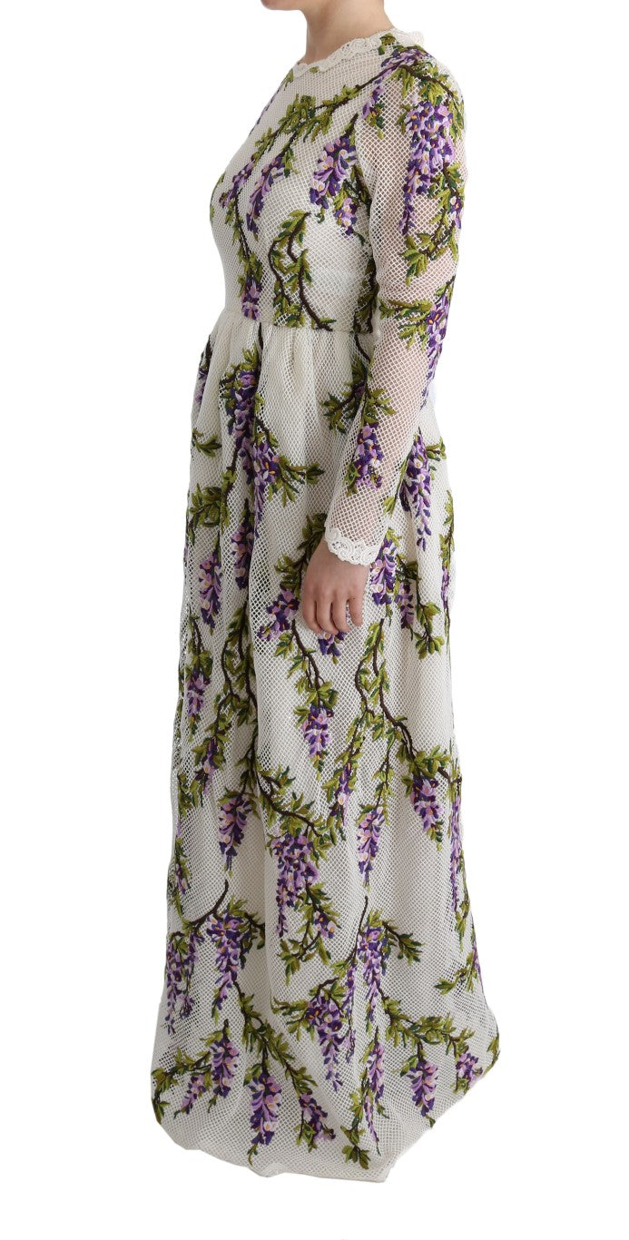 Witte maxi-jurk met geborduurde bloemen