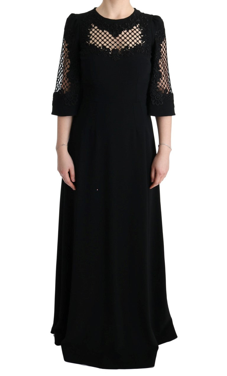 Zwarte stretch shift lange maxi-jurk