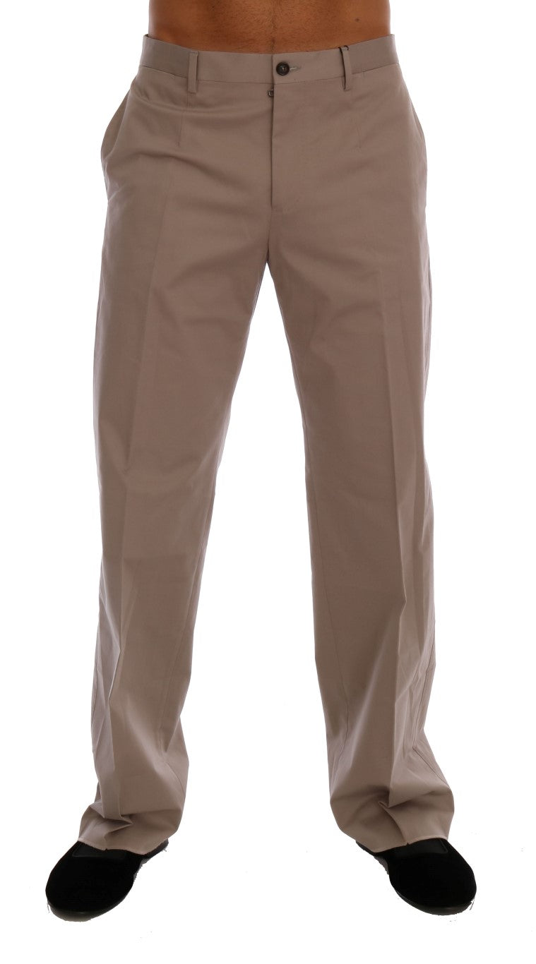 Beige katoenen stretch chinobroek