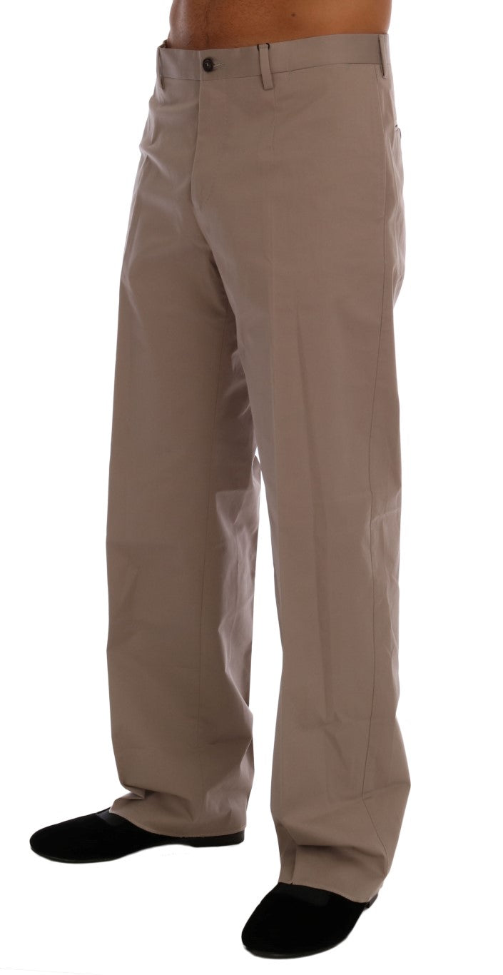 Beige katoenen stretch chinobroek