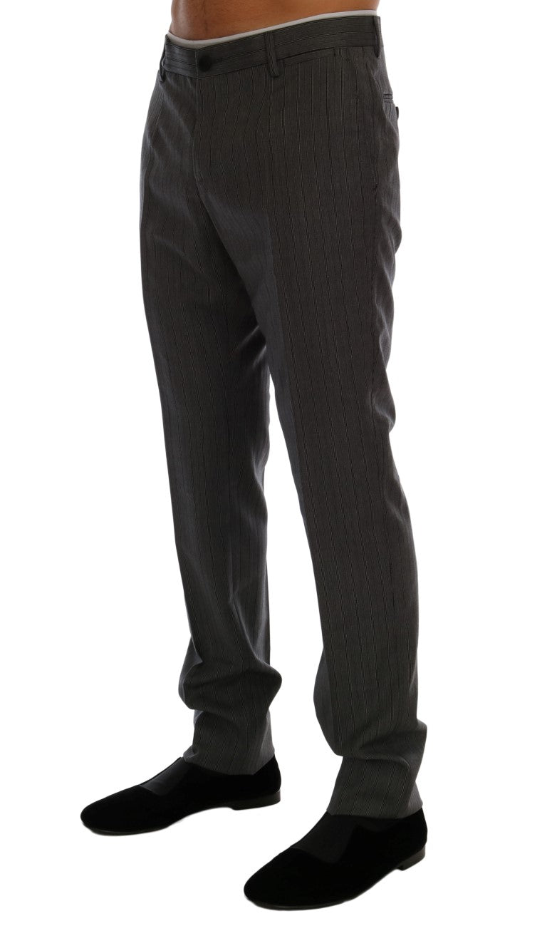 Grijze wollen gestreepte formele broek