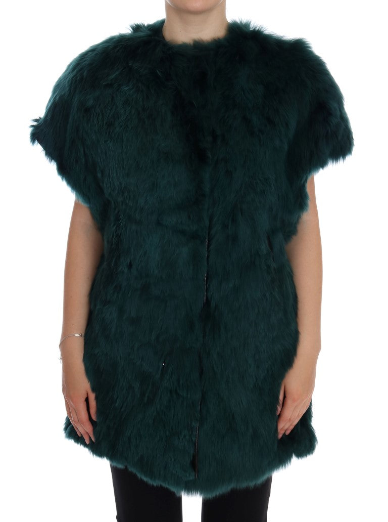 Groen Alpaca Bont Vest Mouwloos Jasje
