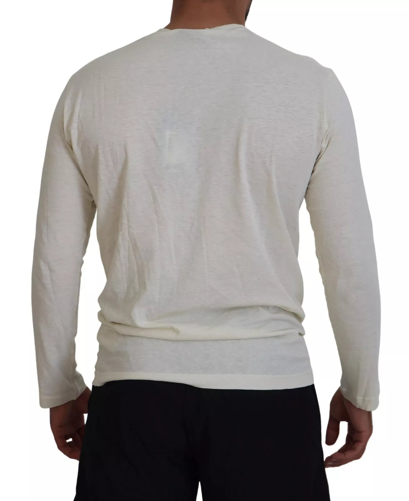 Beige katoenen linnen trui met lange mouwen