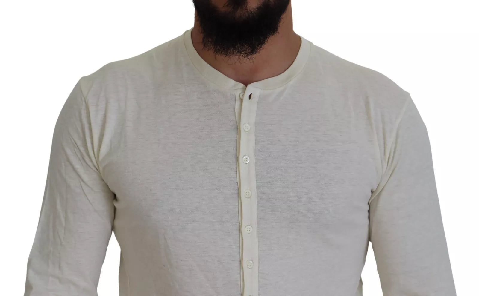 Beige katoenen linnen trui met lange mouwen