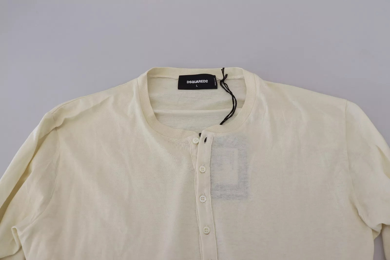 Beige katoenen linnen trui met lange mouwen