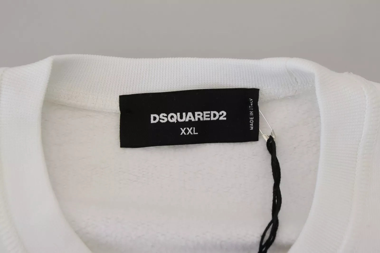 Witte geborduurde ronde hals sweatshirt trui