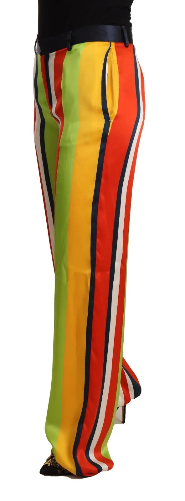 Multicolor gestreepte rechte broek met middelhoge taille