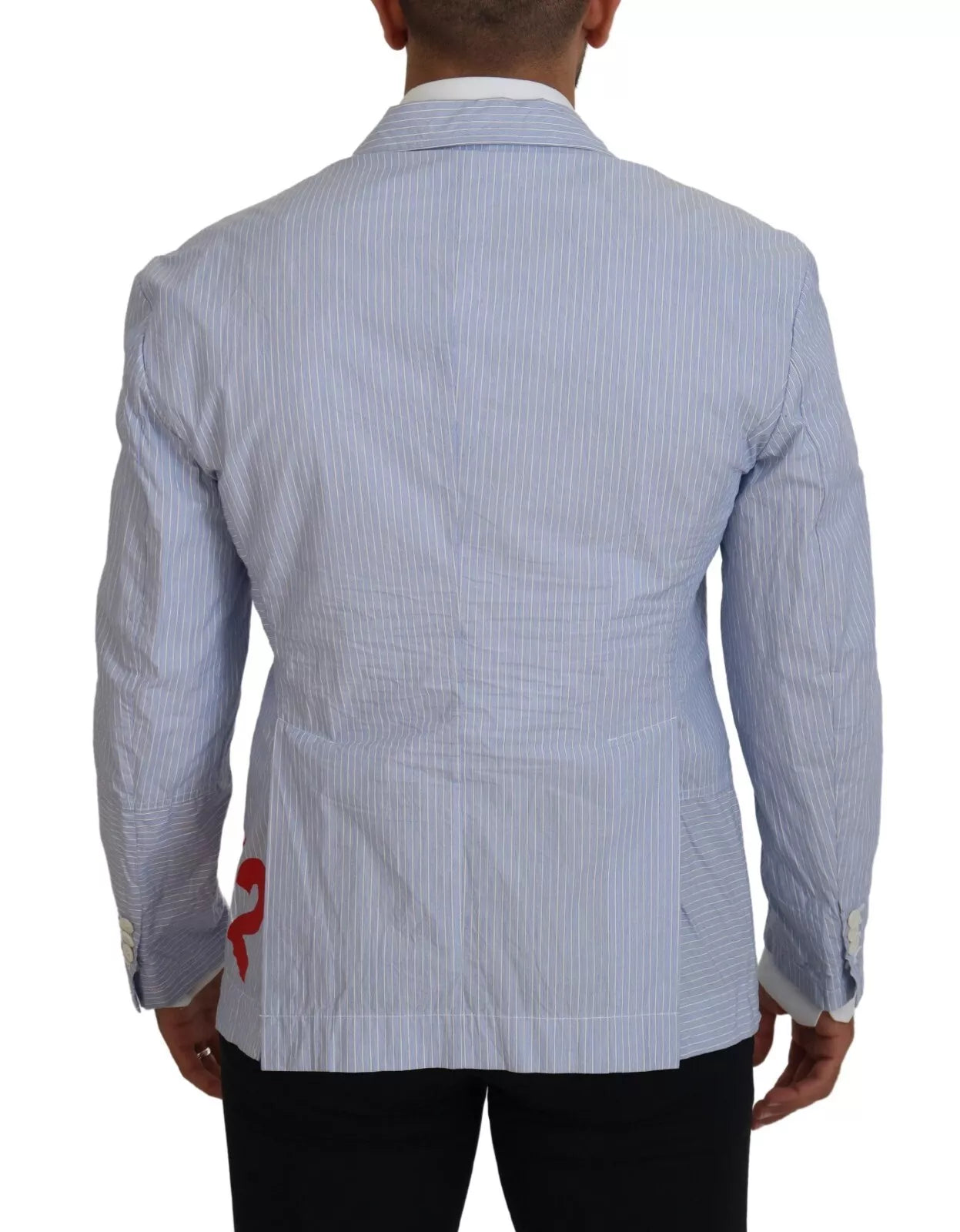 Blauw gestreepte enkelrijs formele jasblazer