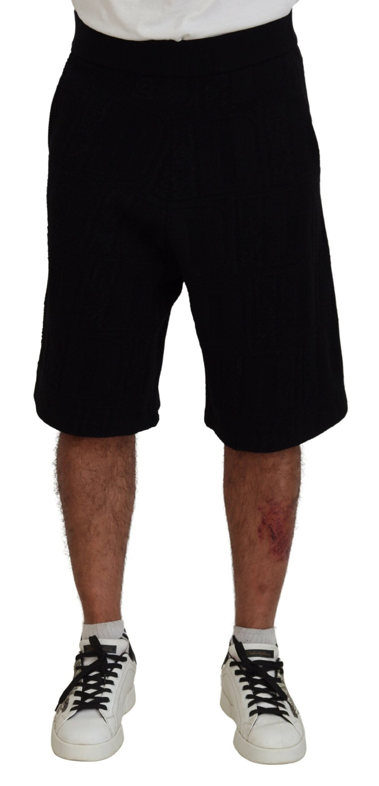 Zwarte effen pull-on heren casual bermuda shorts