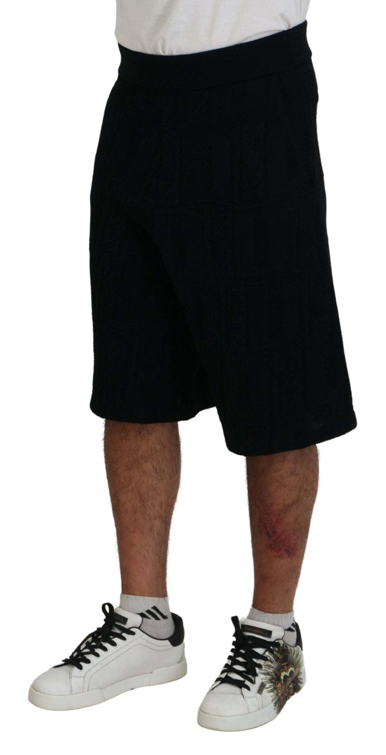 Zwarte effen pull-on heren casual bermuda shorts