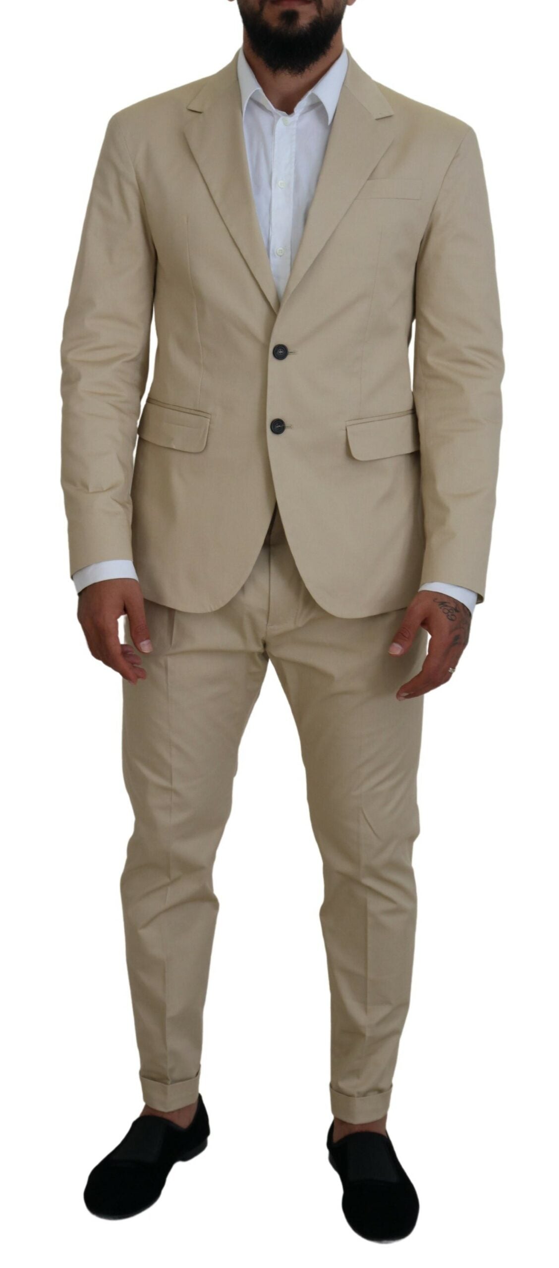 Beige katoenen enkelrijspak, 2-delig CIPRO-pak