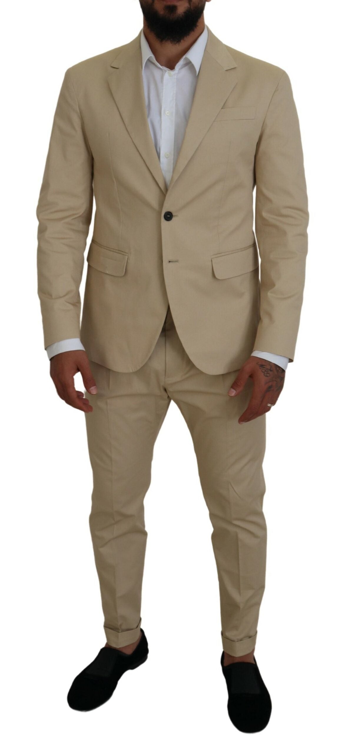 Beige katoenen enkelrijspak, 2-delig CIPRO-pak