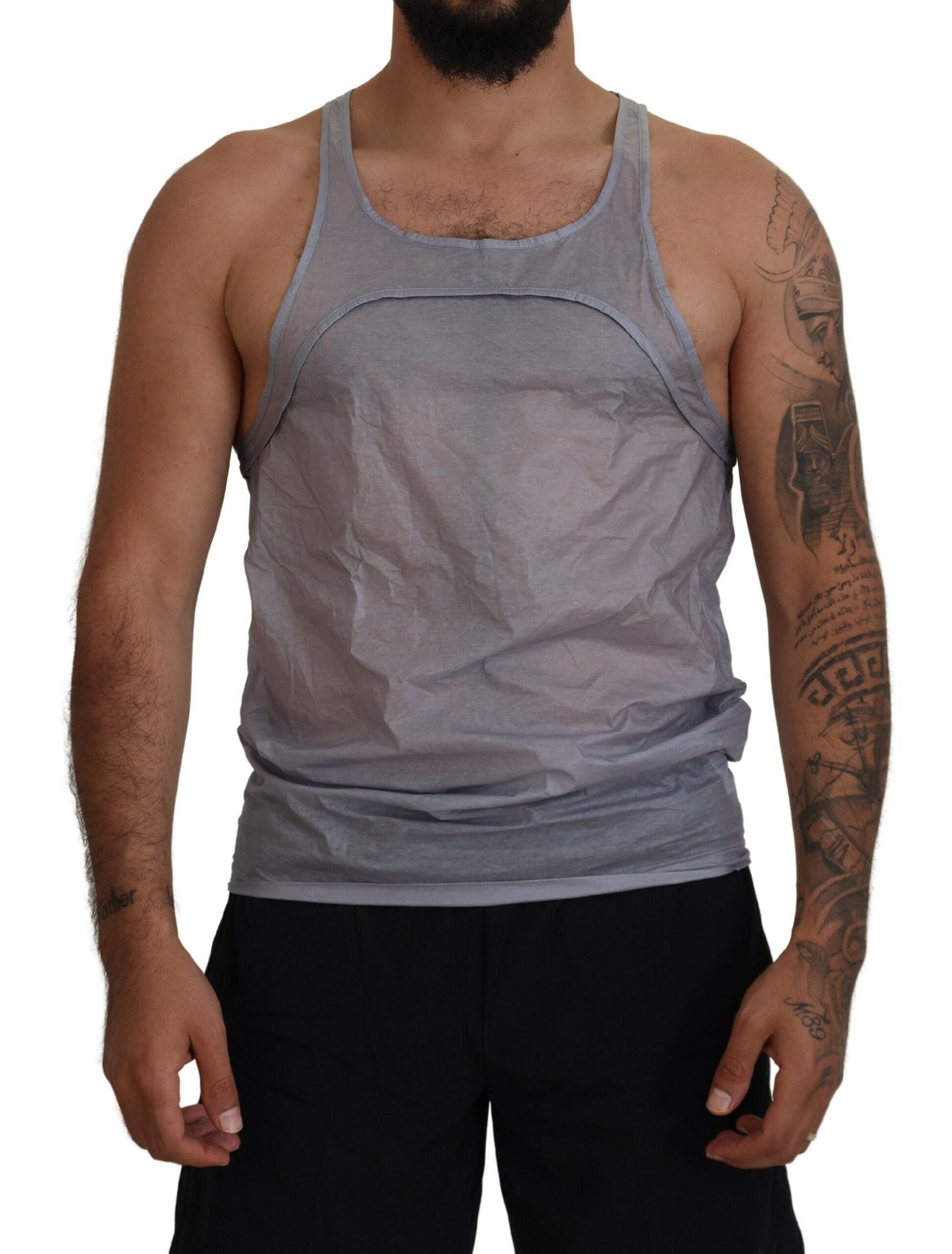 Lichtgrijs katoenen mouwloos tanktopje voor heren