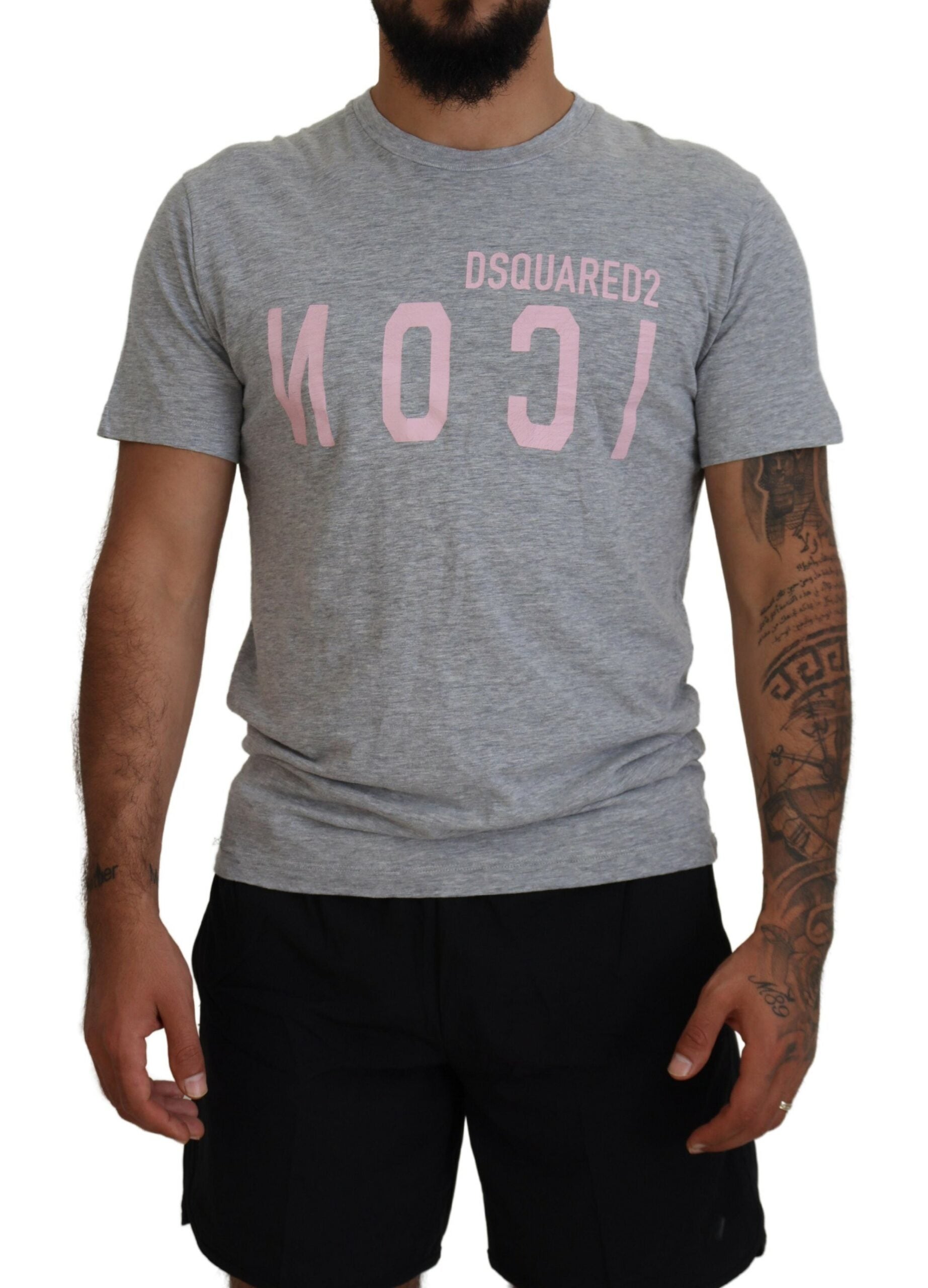 Grijs logo katoenen T-shirt met korte mouwen en ronde hals