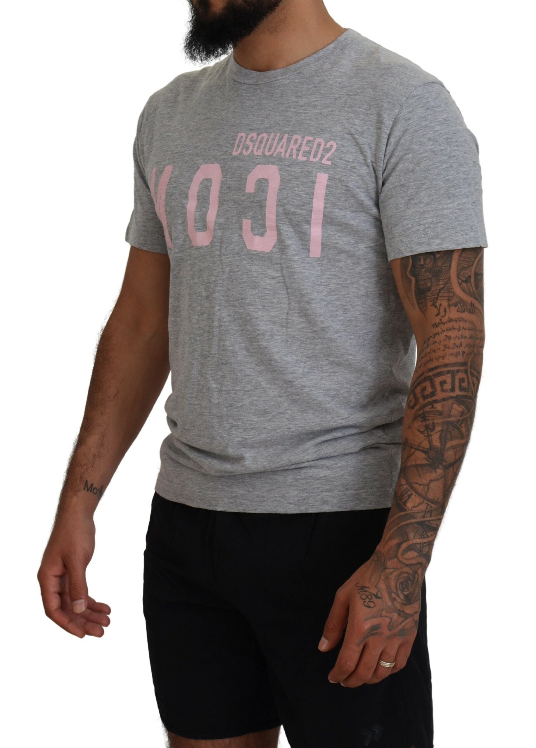 Grijs logo katoenen T-shirt met korte mouwen en ronde hals