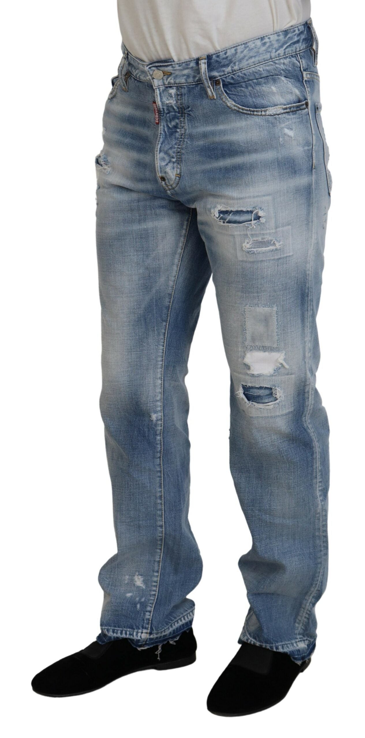 Blauwe gewassen rechte heren casual denim jeans