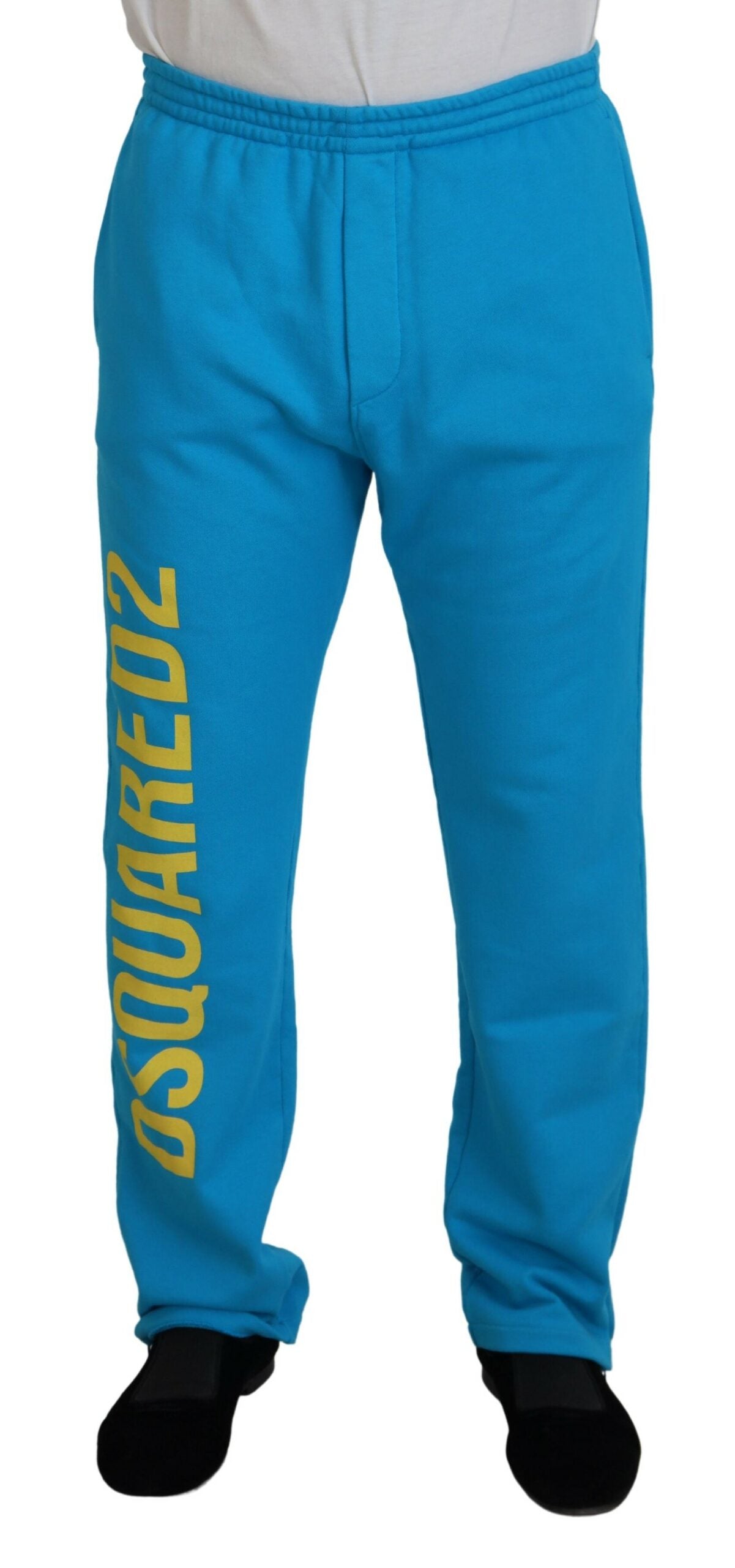 Lichtblauwe katoenen casual broek met logoprint
