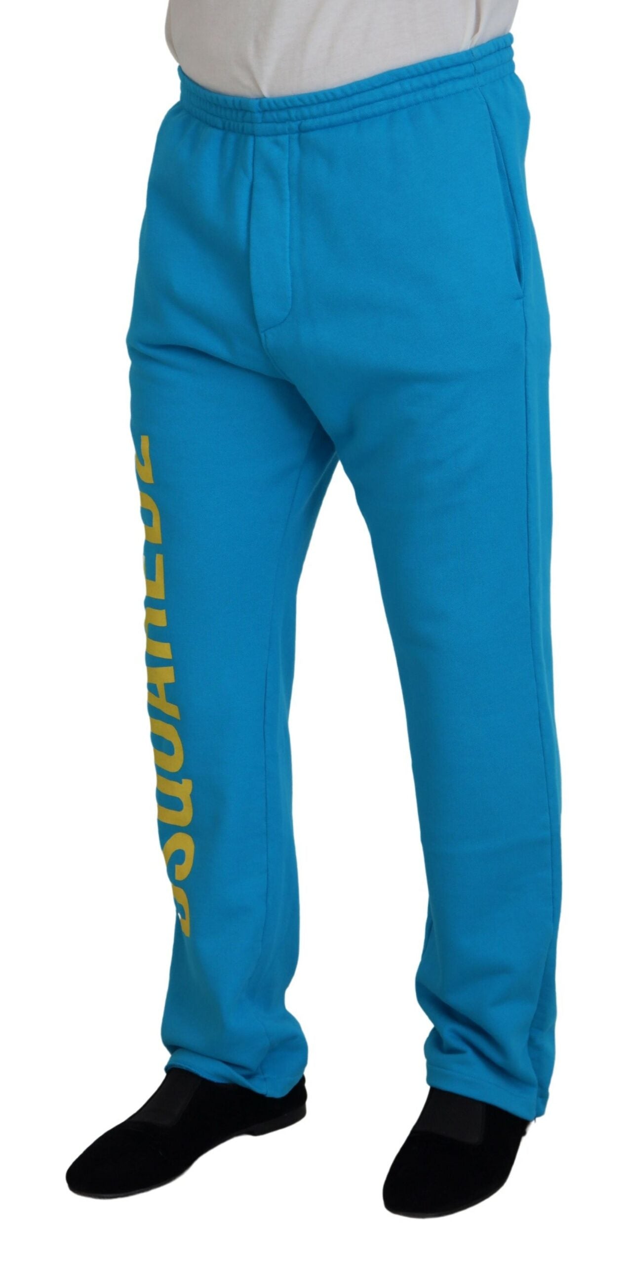 Lichtblauwe katoenen casual broek met logoprint