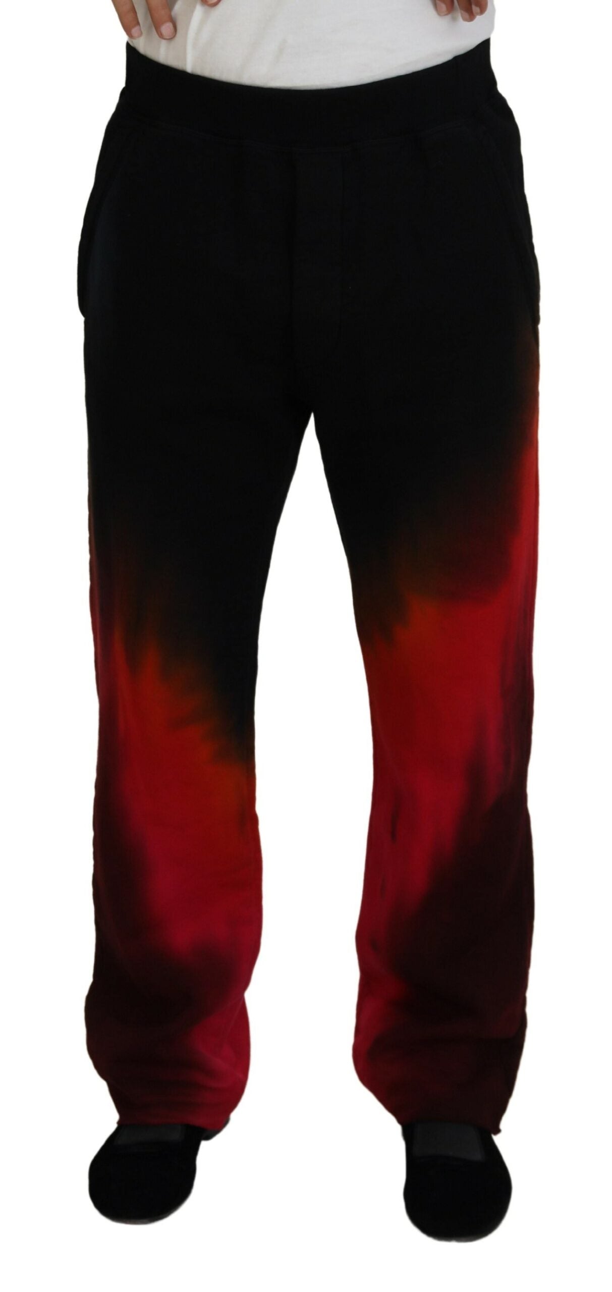 Zwarte rode katoenen casual broek met logoprint
