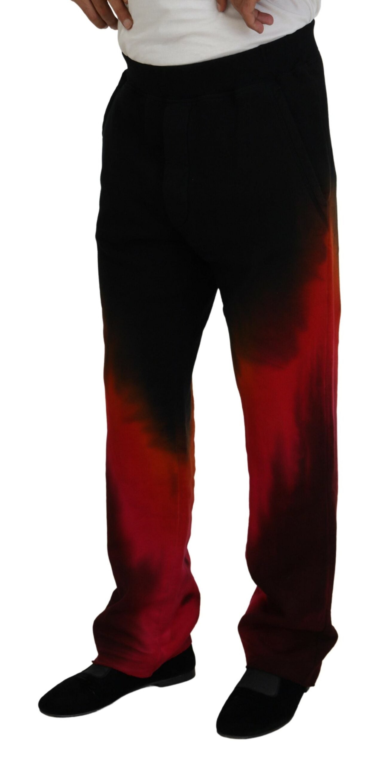 Zwarte rode katoenen casual broek met logoprint