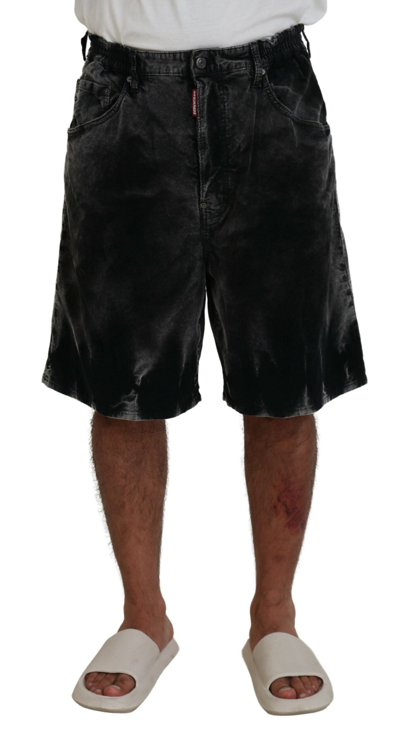 Grijze katoenen corduroy bermudashorts