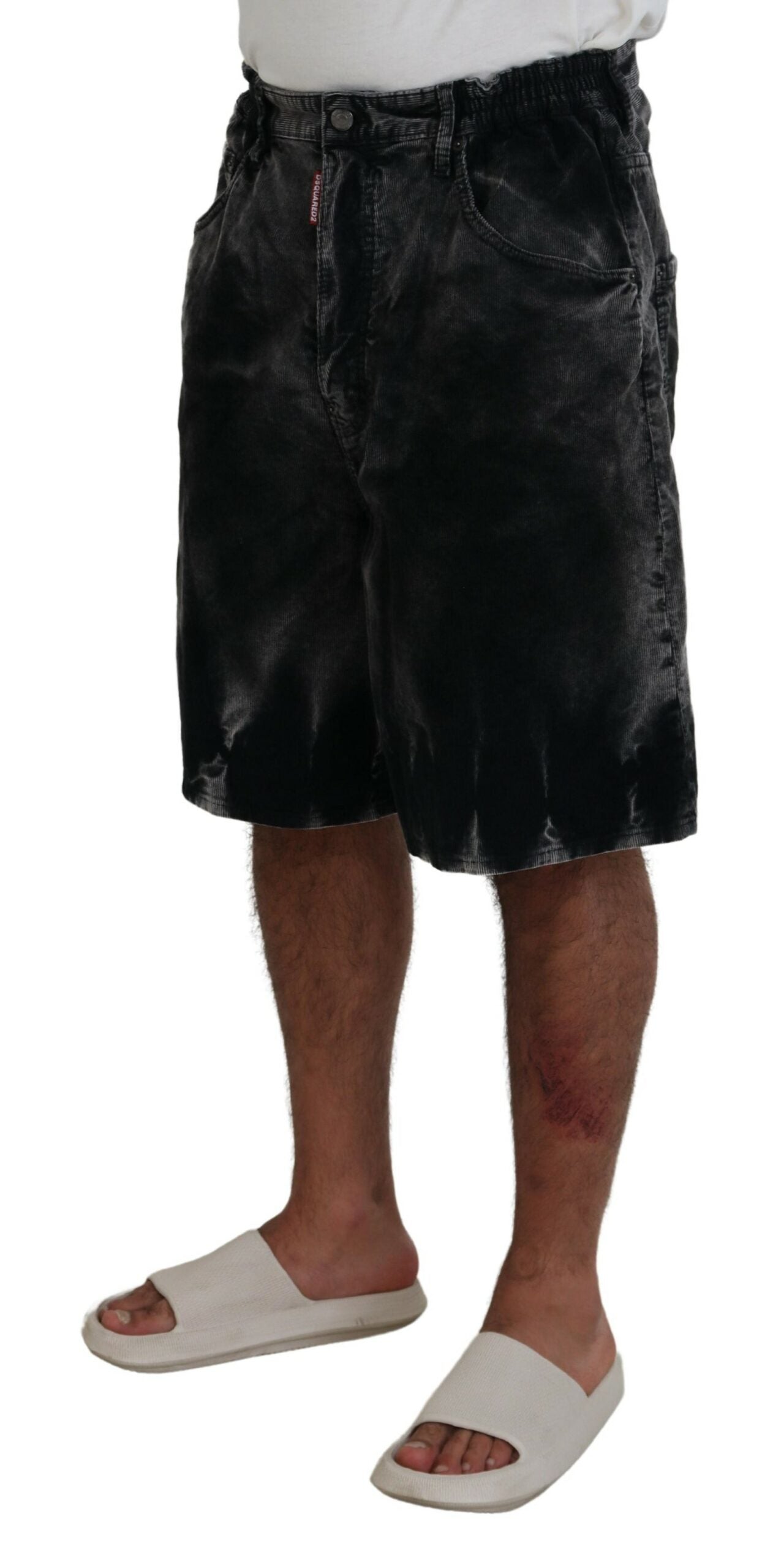 Grijze katoenen corduroy bermudashorts