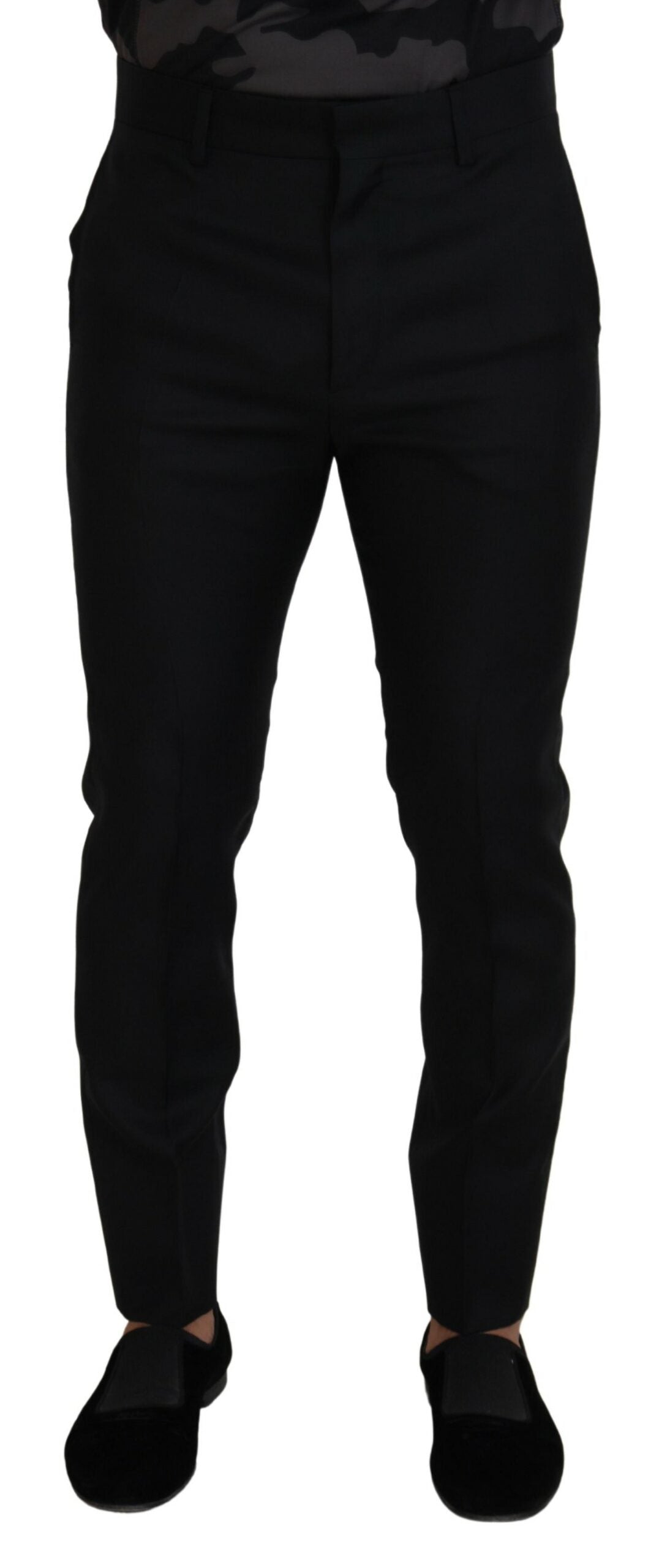 Slim fit herenbroek van maagdelijke wol met rugpand