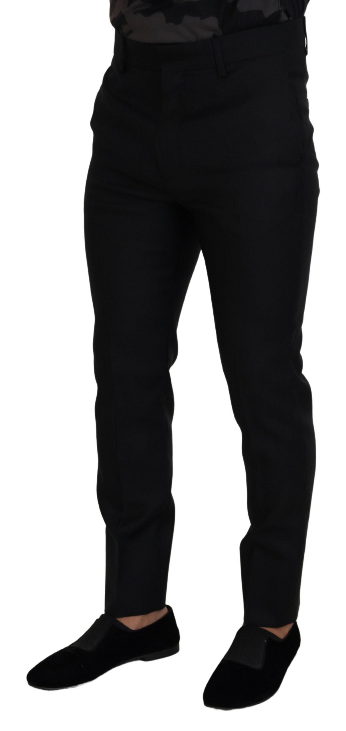 Slim fit herenbroek van maagdelijke wol met rugpand