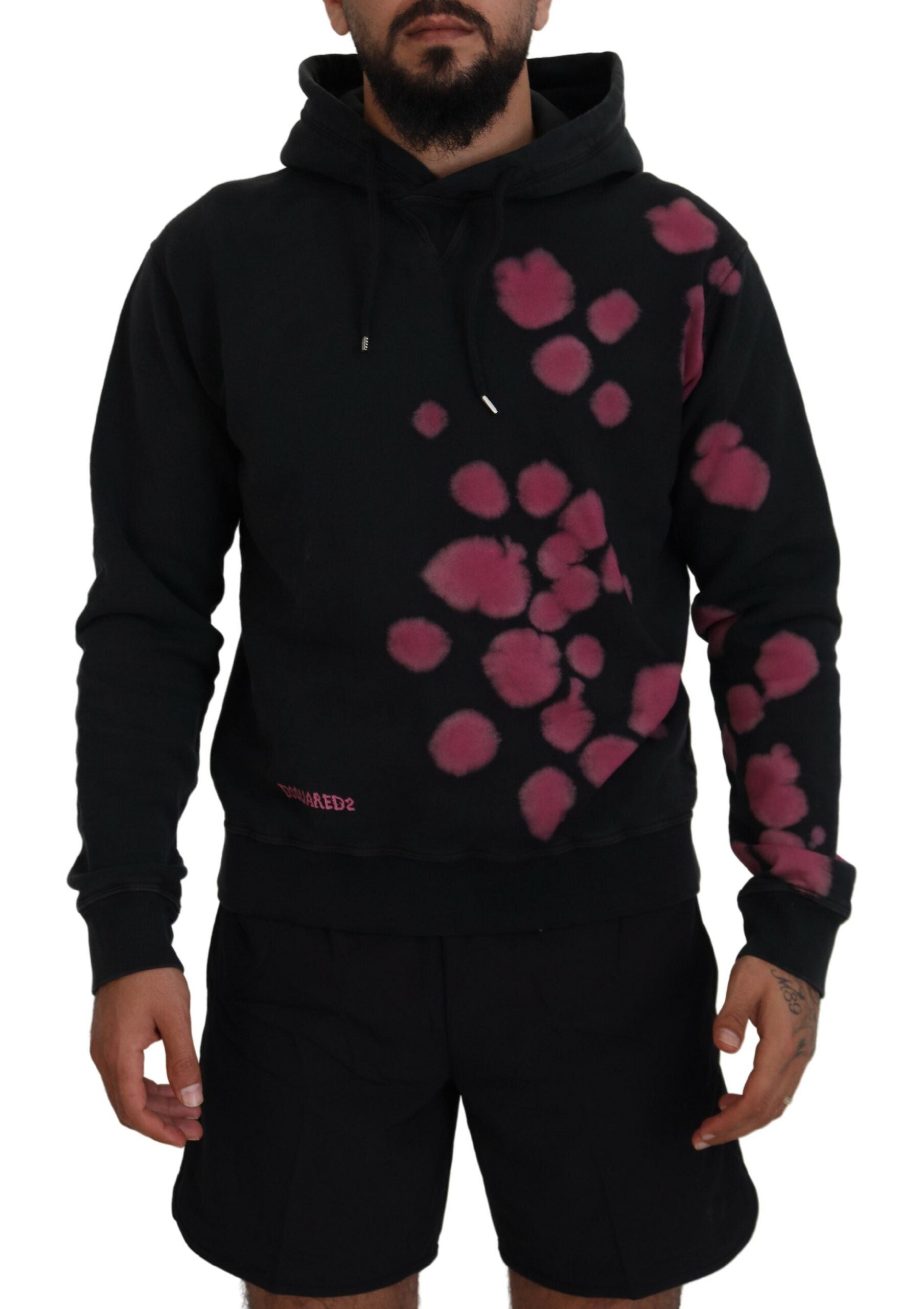 Zwarte Tie Dye katoenen sweatshirt met capuchon