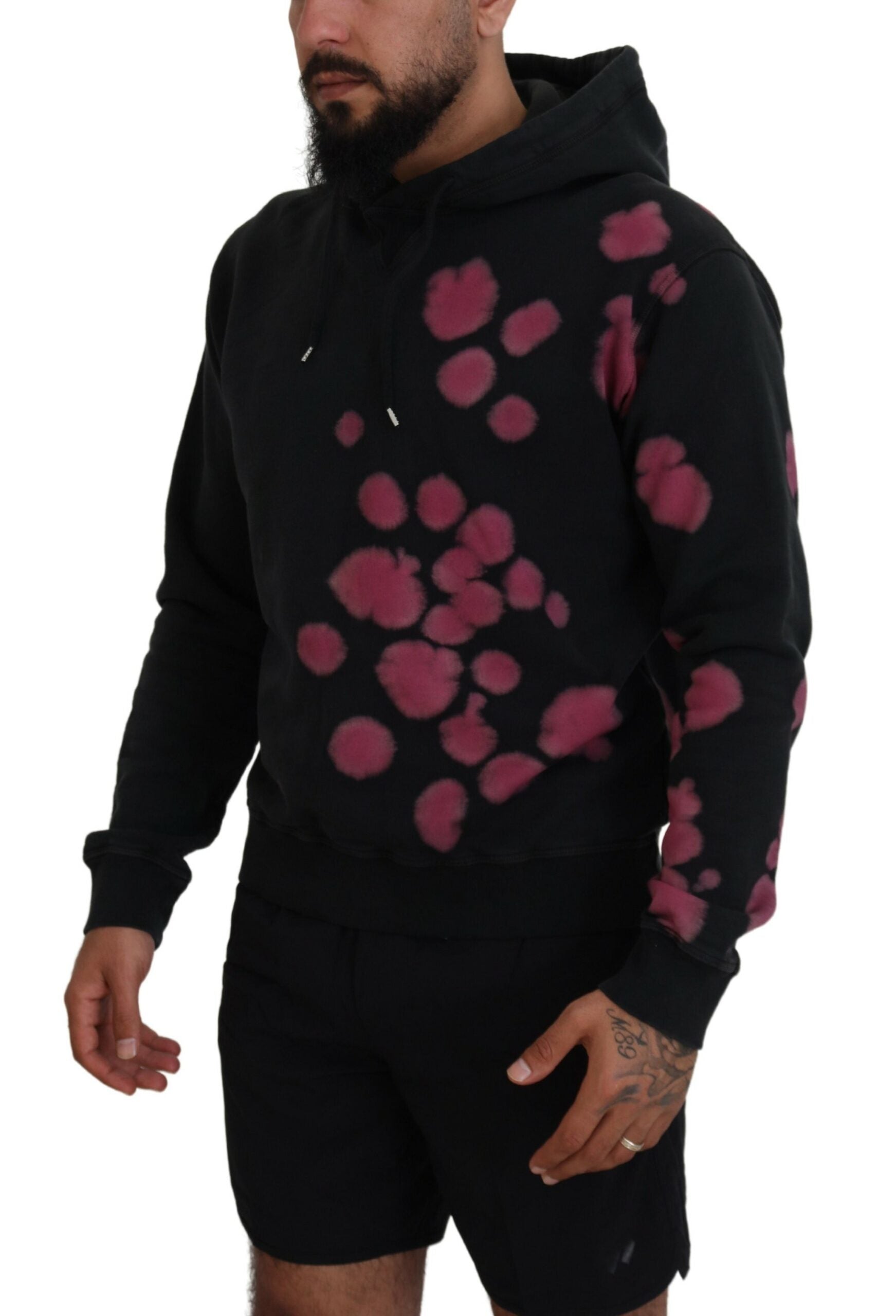 Zwarte Tie Dye katoenen sweatshirt met capuchon
