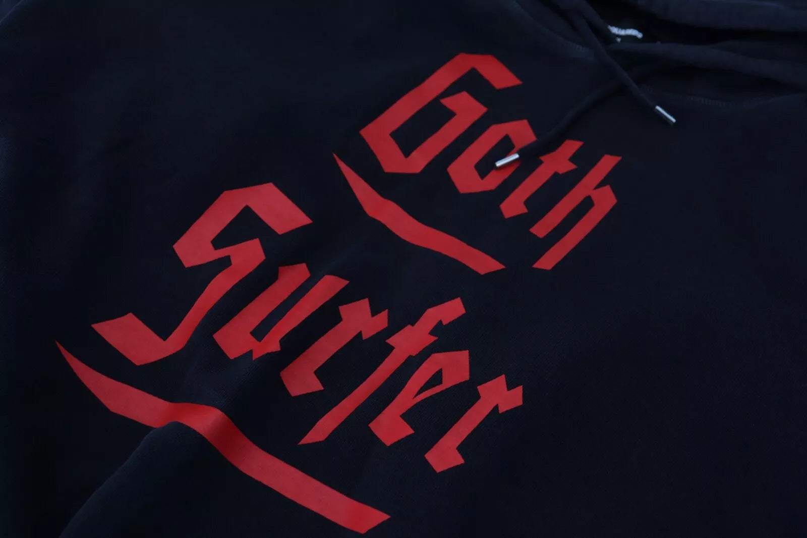 Zwarte katoenen hoodie met capuchon en print voor heren