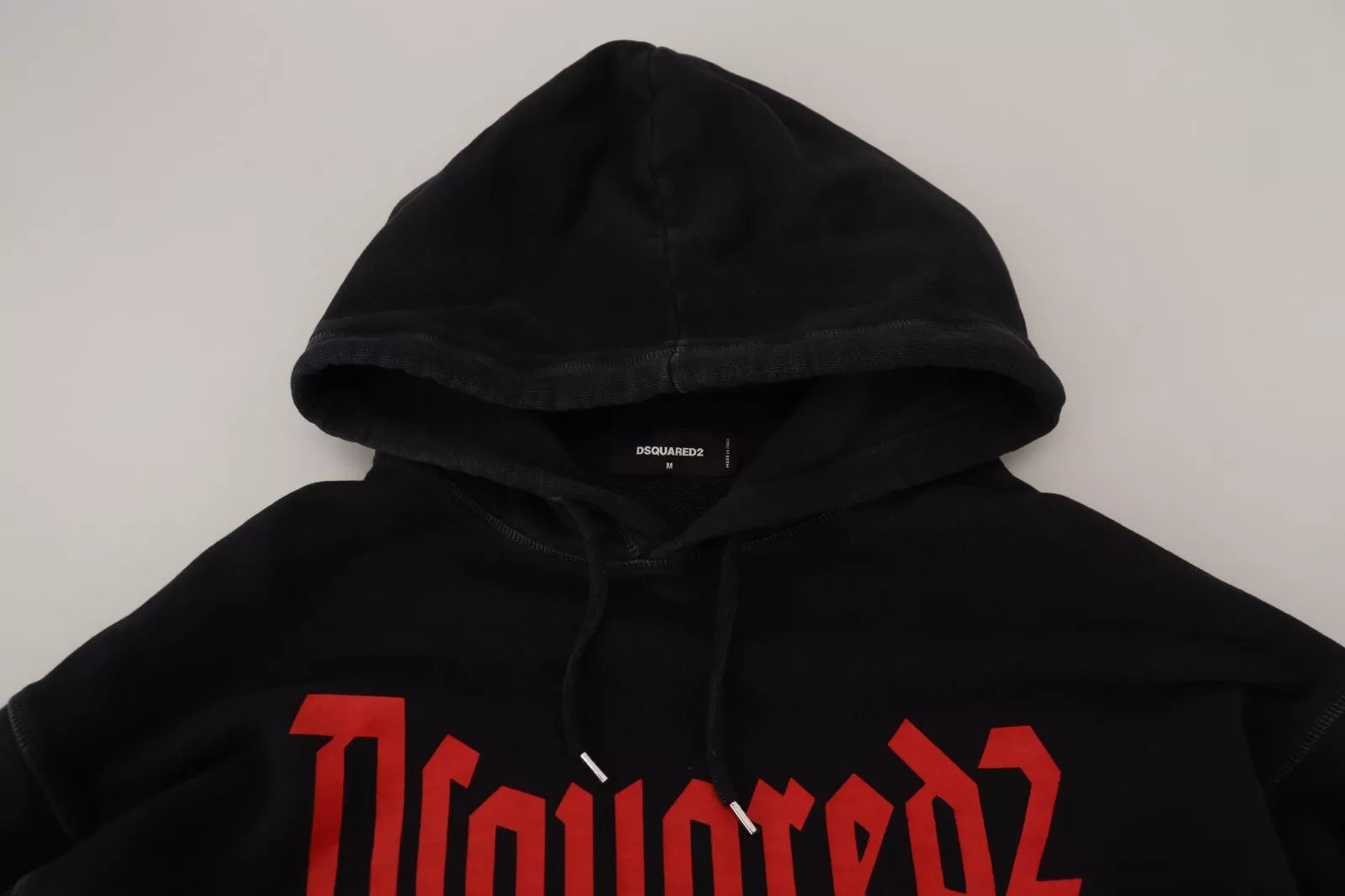 Zwarte katoenen hoodie met capuchon en print voor heren