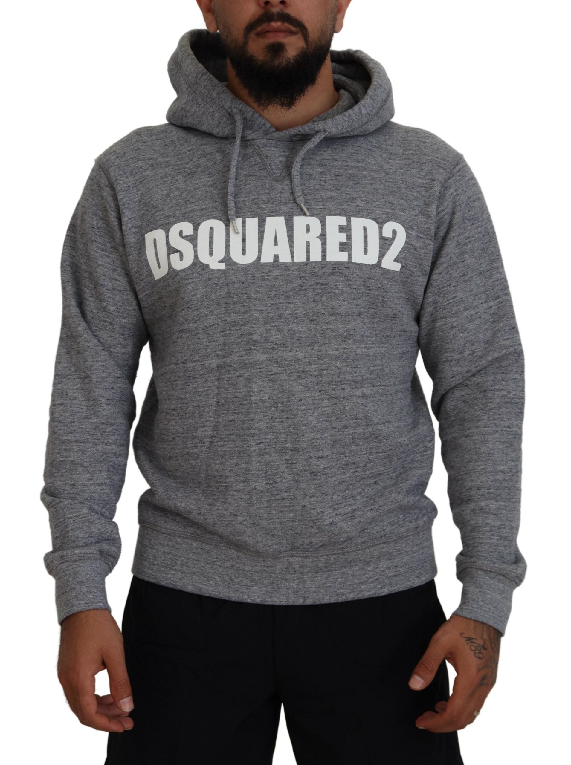 Grijze katoenen hoodie met logoprint voor heren