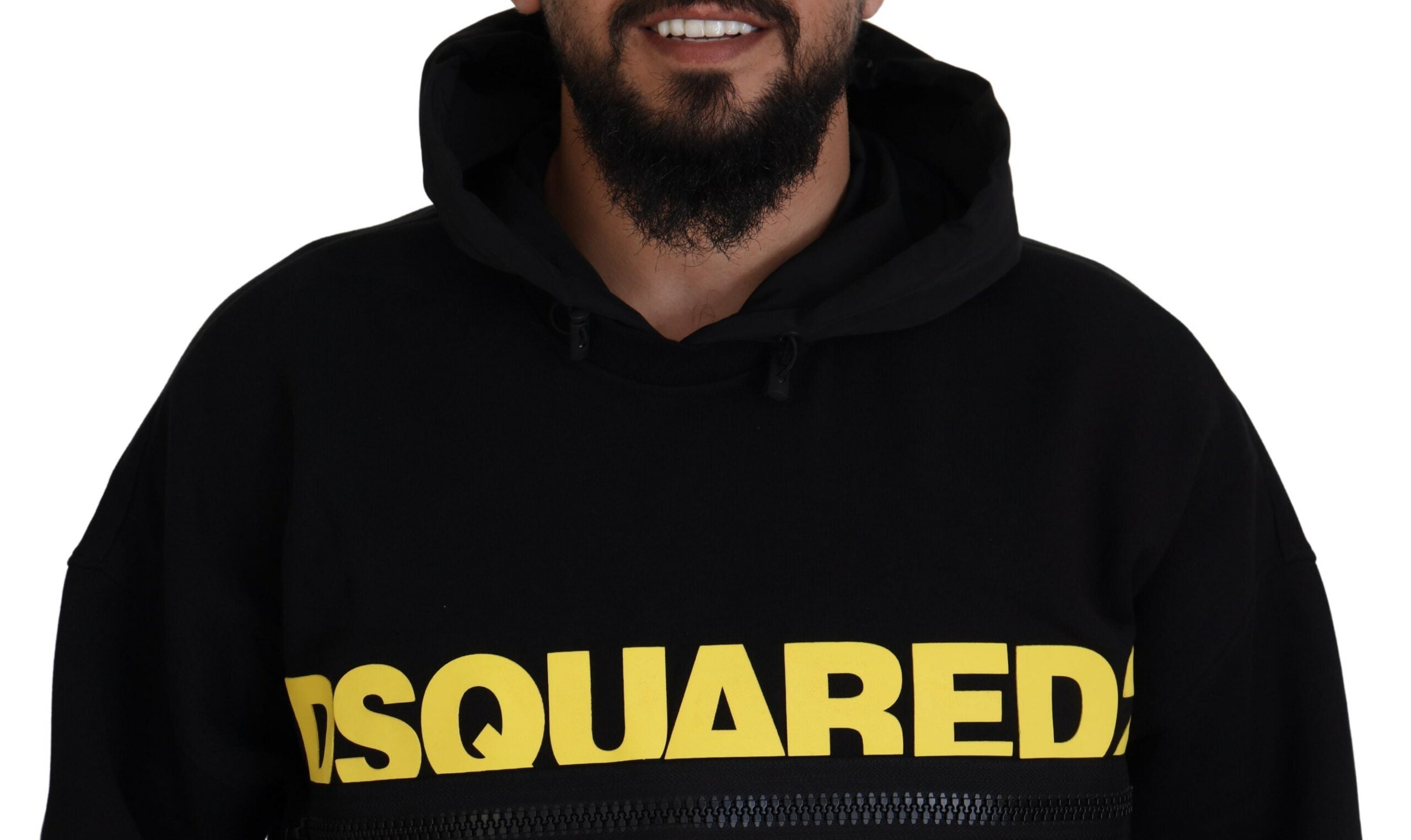 Zwarte katoenen hoodie met capuchon en print
