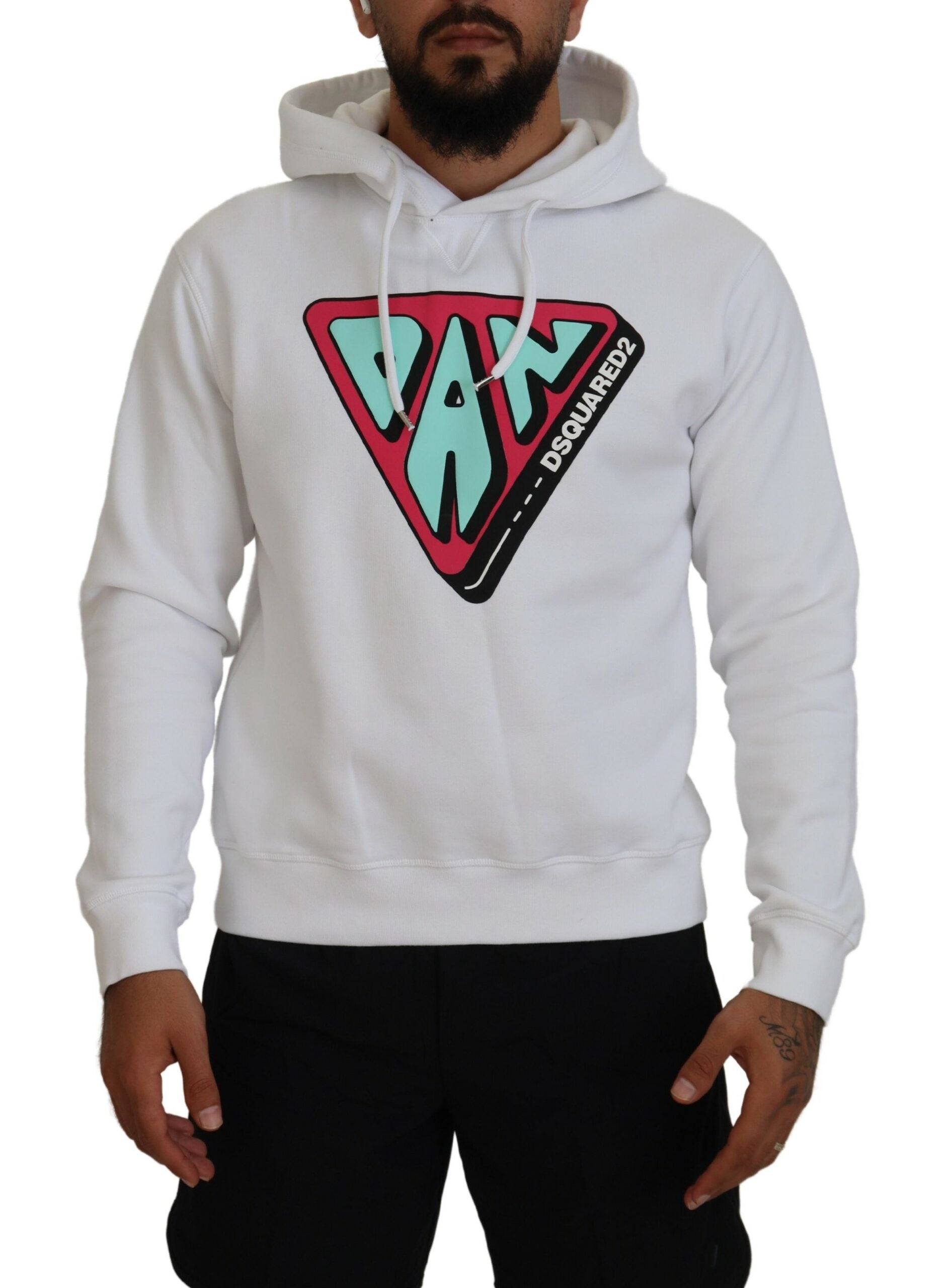 Witte katoenen hoodie met capuchon en print