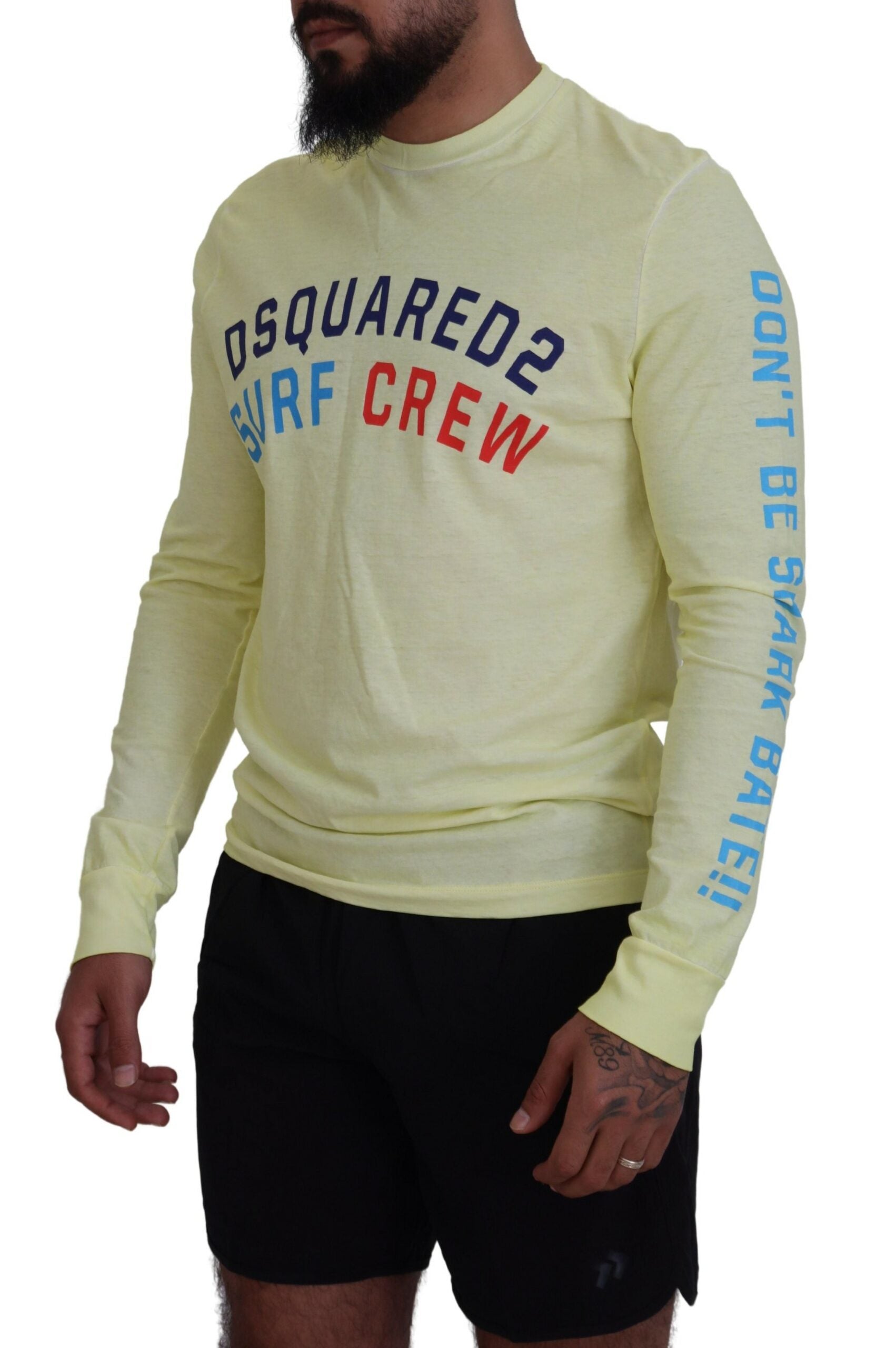 Geel kleurrijk print T-shirt met lange mouwen