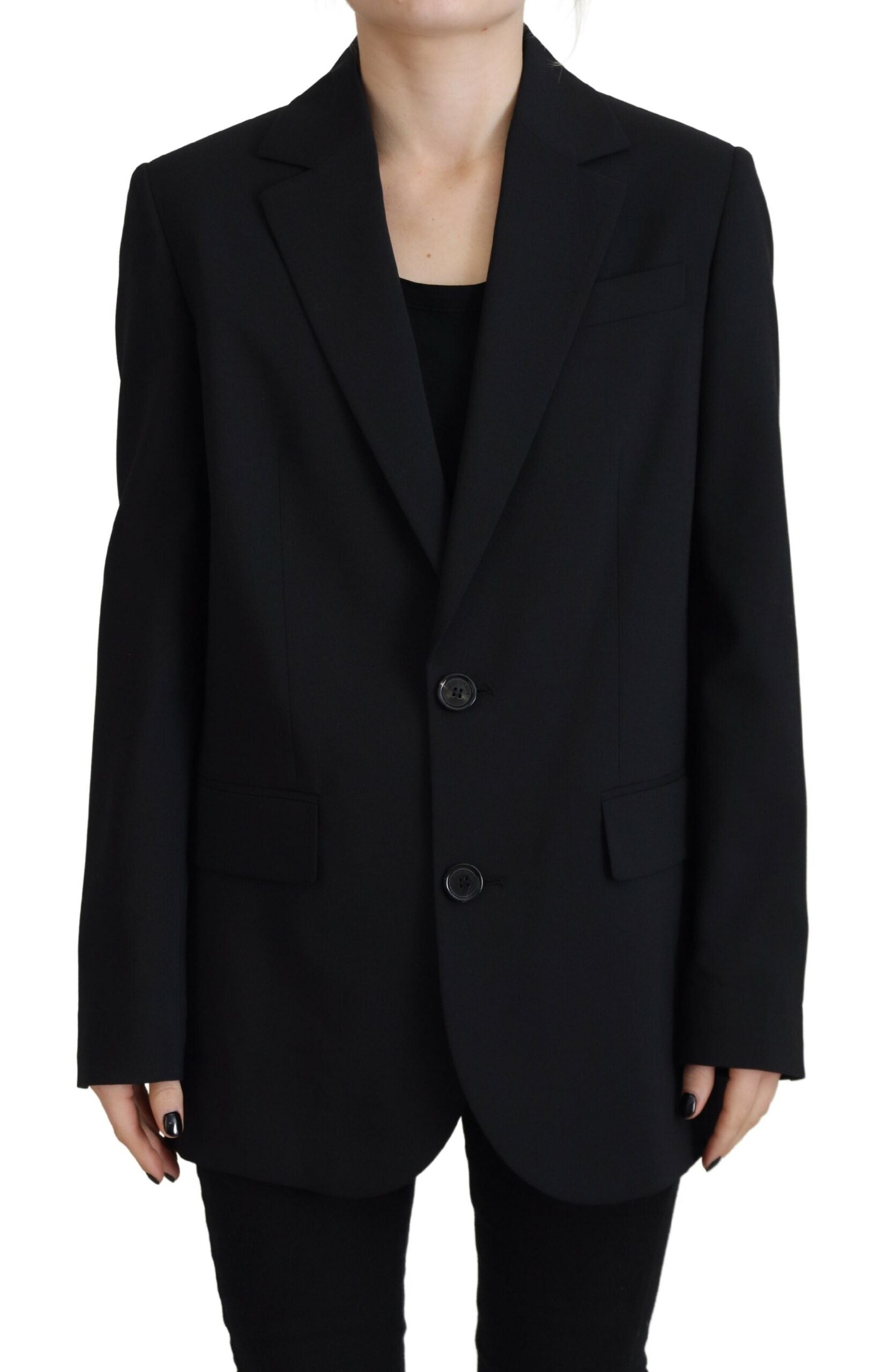Zwarte bloemen enkelrijs blazer