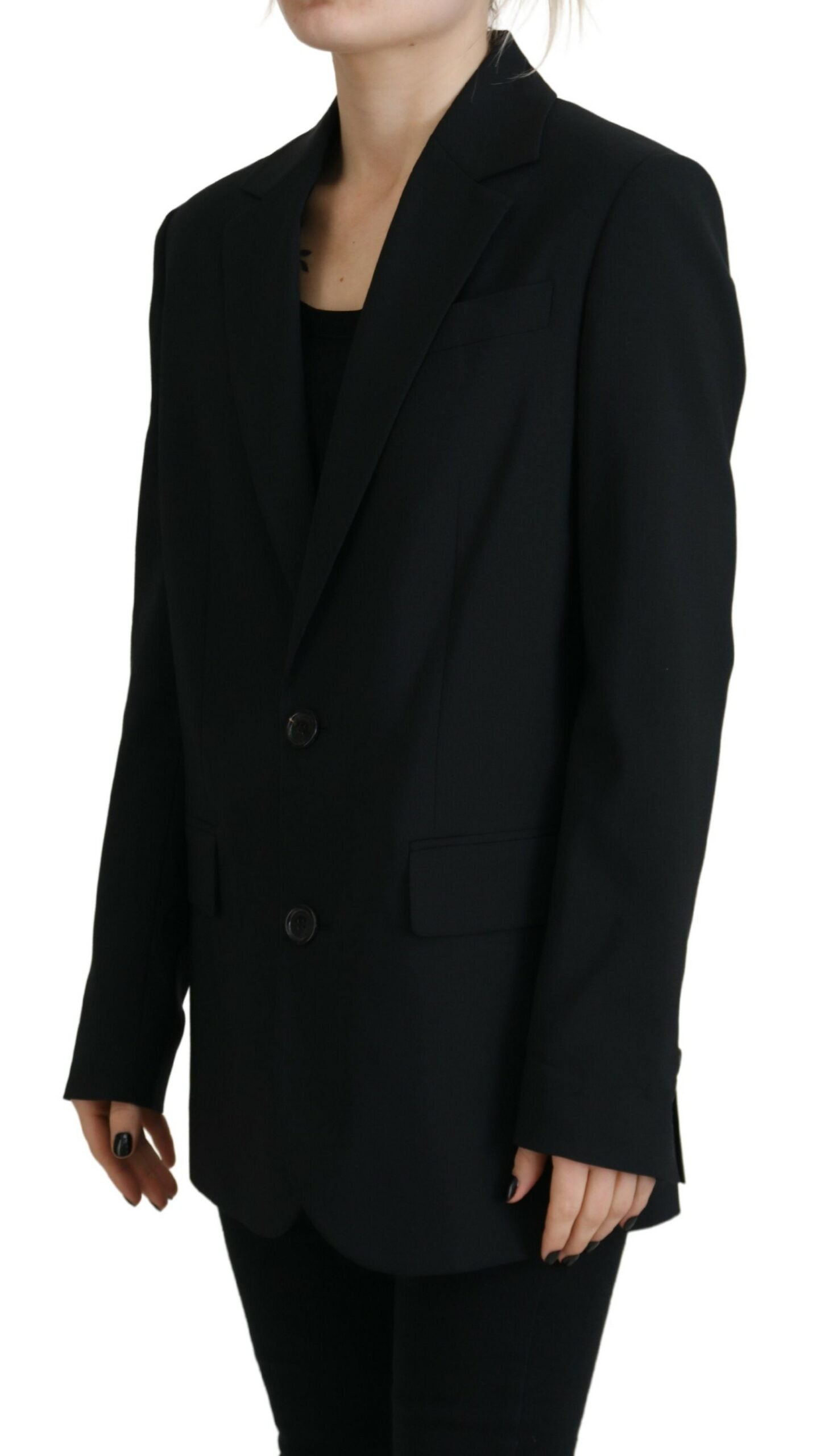 Zwarte bloemen enkelrijs blazer
