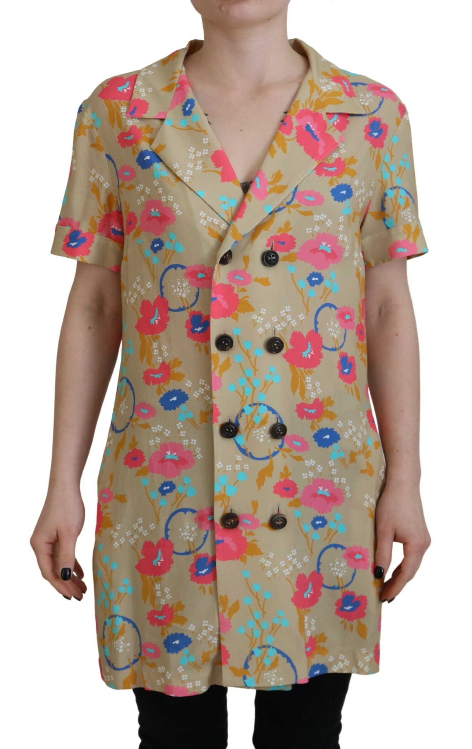 Meerkleurige blouse met kraag en knoopsluiting aan de voorkant