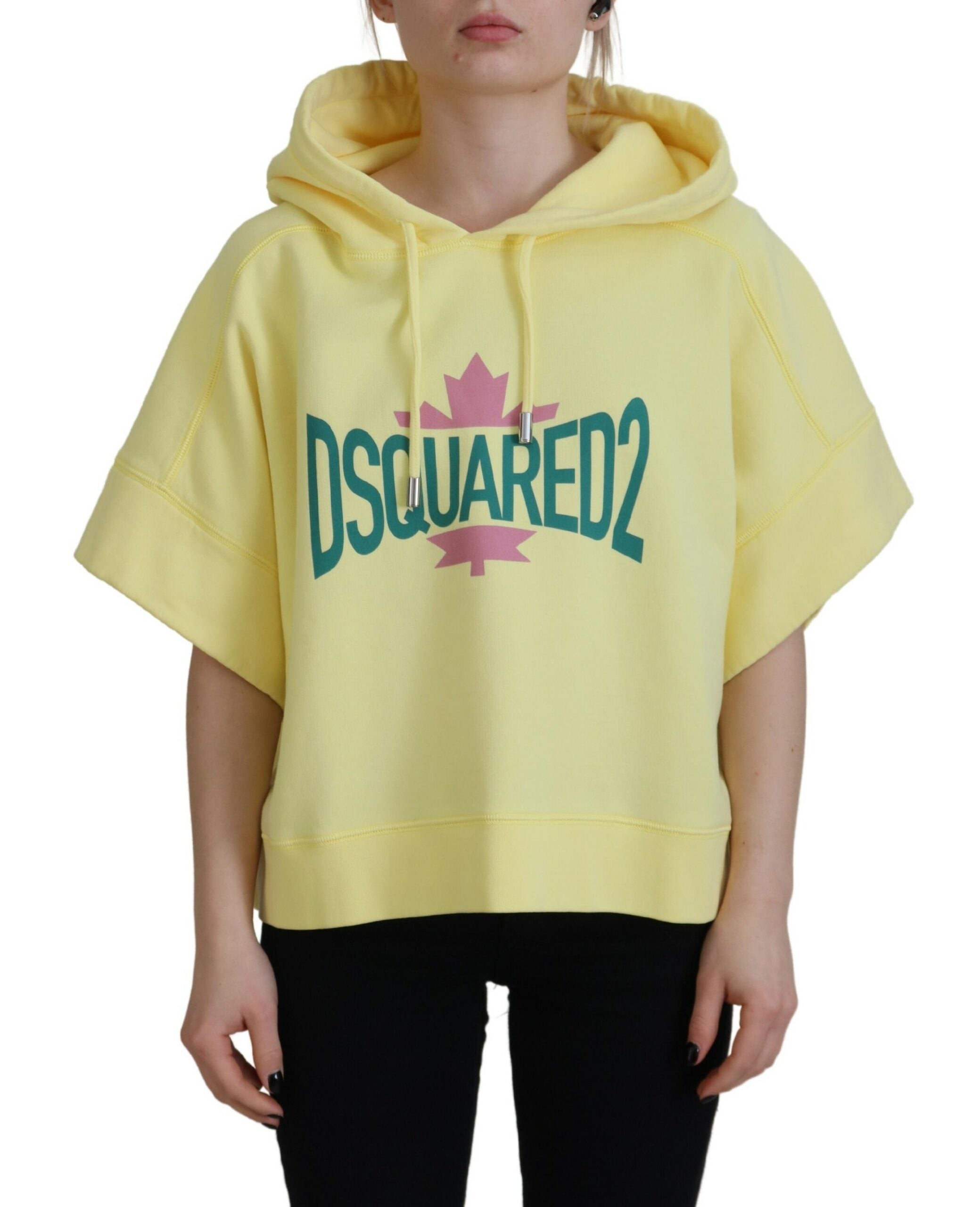 Gele katoenen hoodie met logoprint