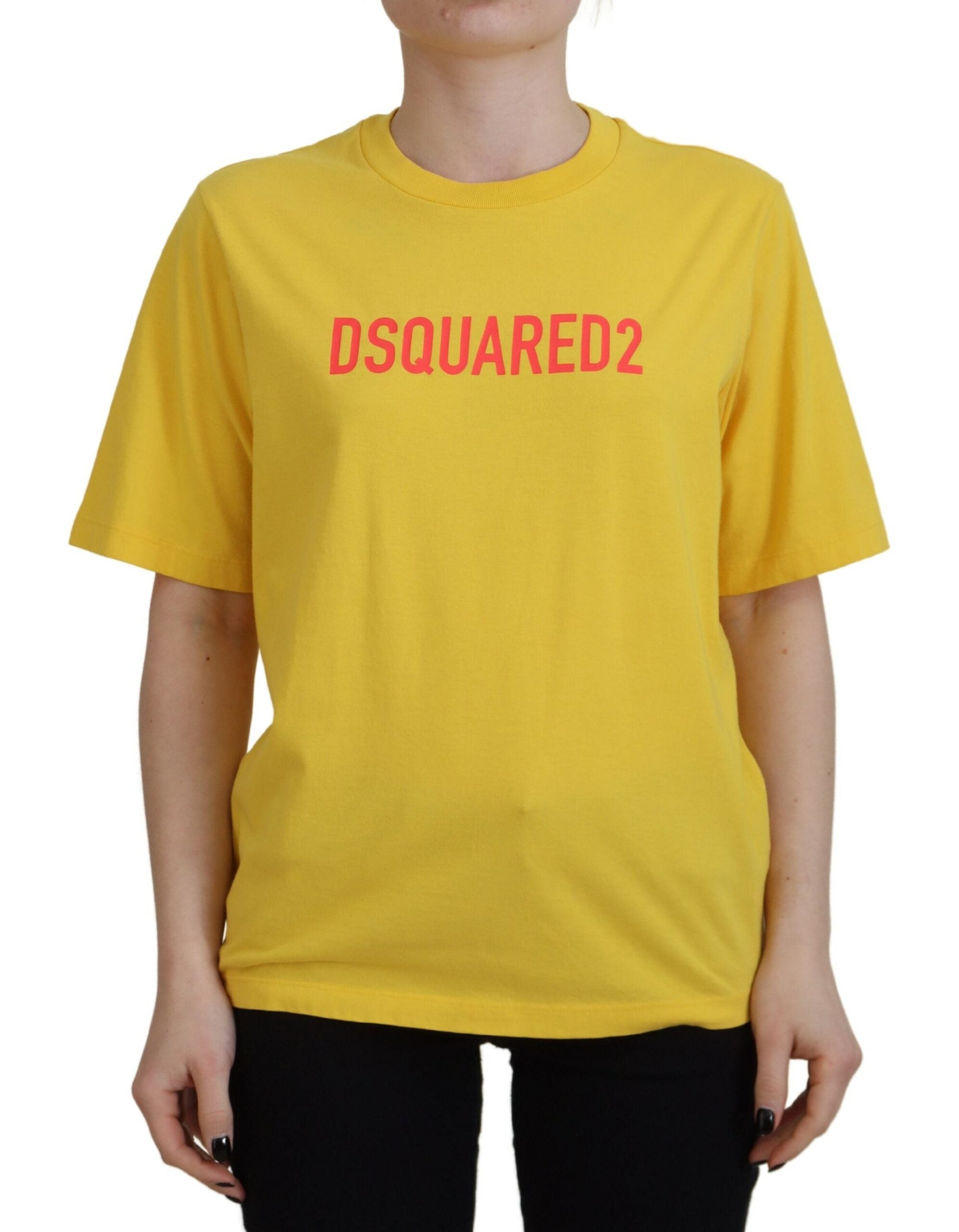 Geel logo-print katoenen T-shirt met ronde hals en Easy Tee