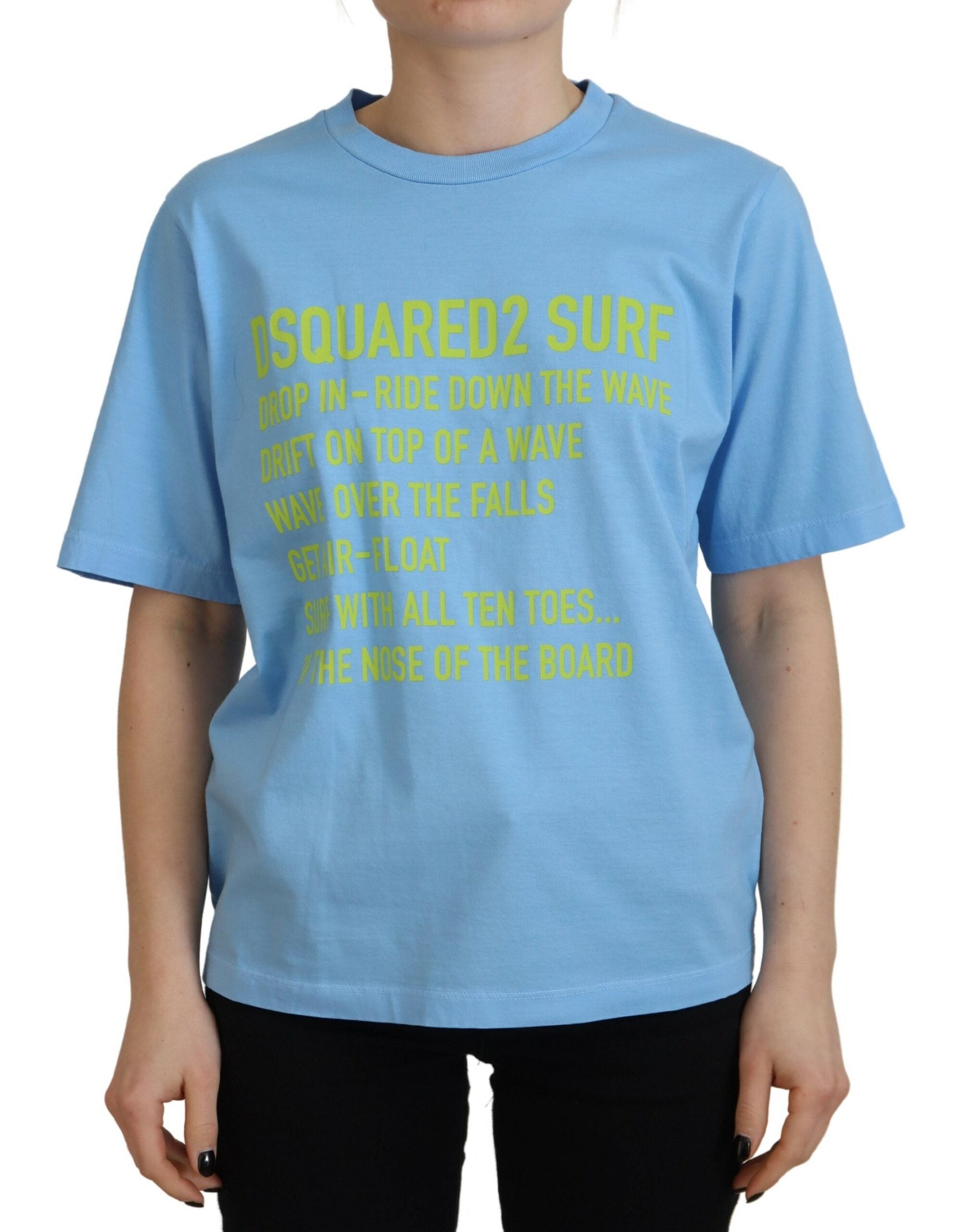 Blauw logo-print katoenen ronde hals T-shirt met korte mouwen