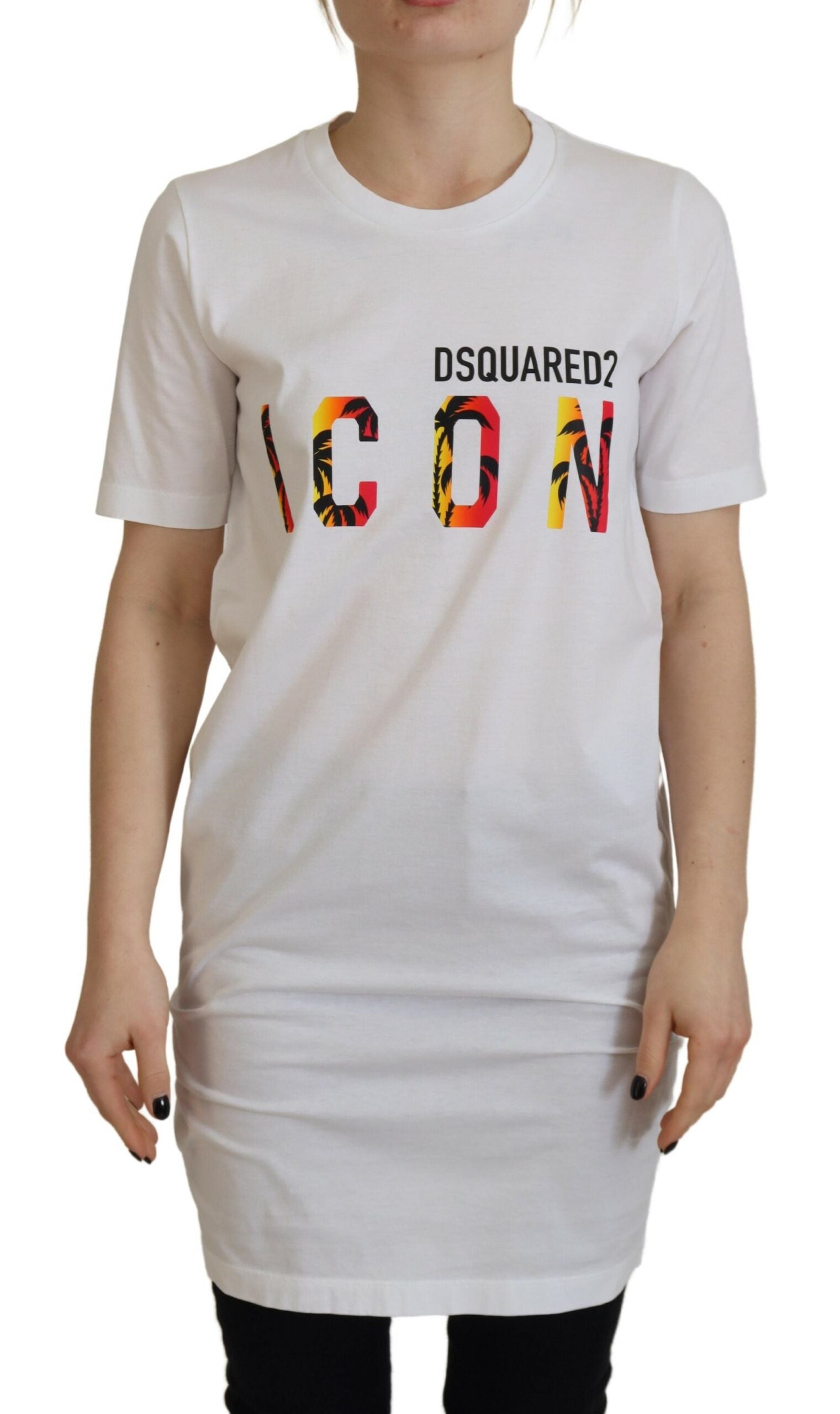 Wit katoenen T-shirt met ronde hals en logoprint