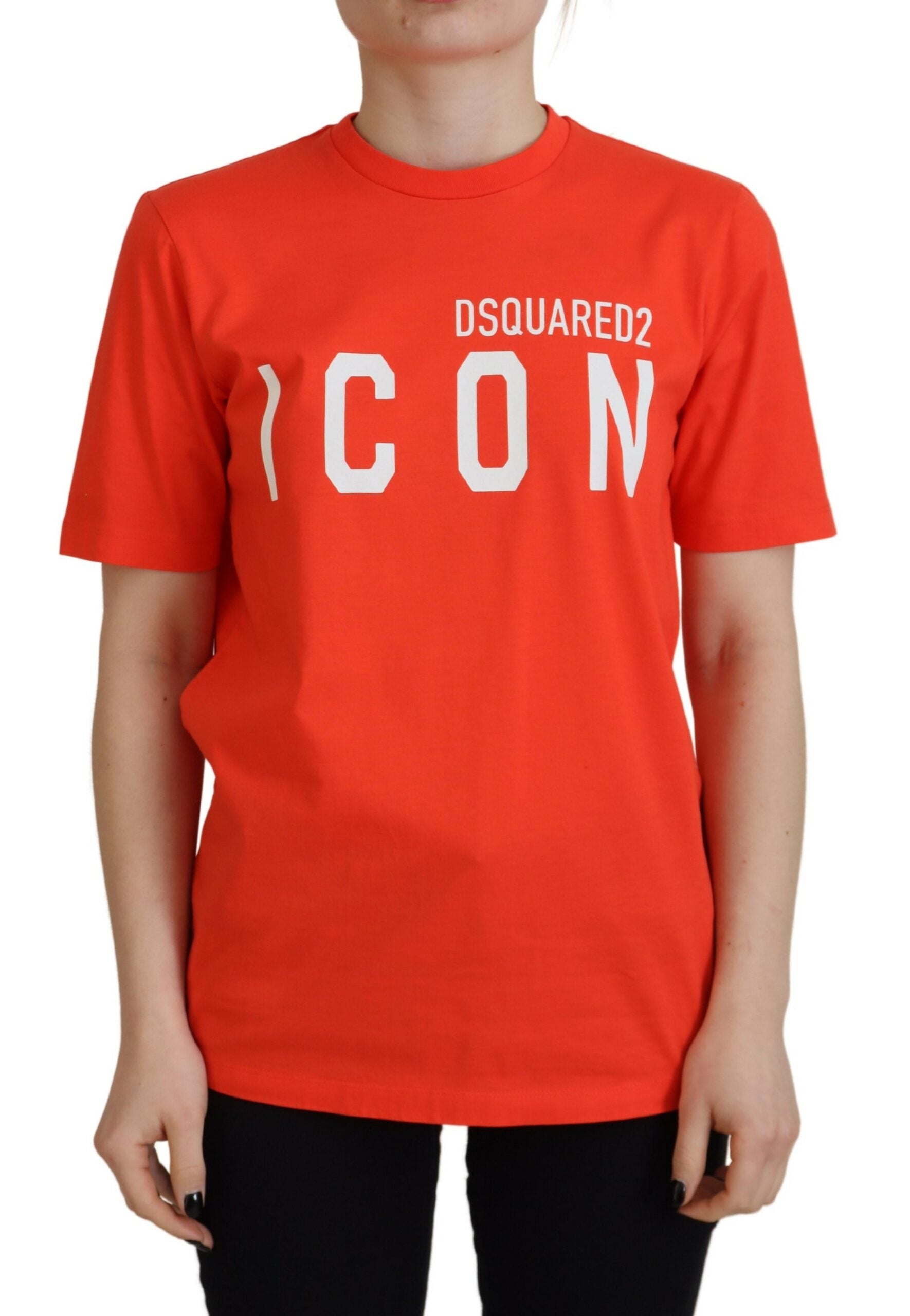 Oranje katoenen Shiny Icon East Tee Crewneck T-shirt
